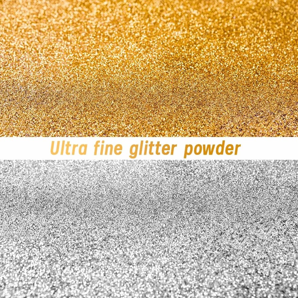 Mesen Glitter voor Ambachten 200g Goud Glitter Poeder Glitter Poeder Glitter Ambachten Glitter Poeder voor Nagels Gezicht Kaarten Maken Ambachten Nail Art (100g Goud + 100g Zilver)