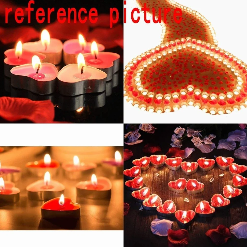 Zestaw 50 świeczek tealight w kształcie serca, bez dymu, czerwone