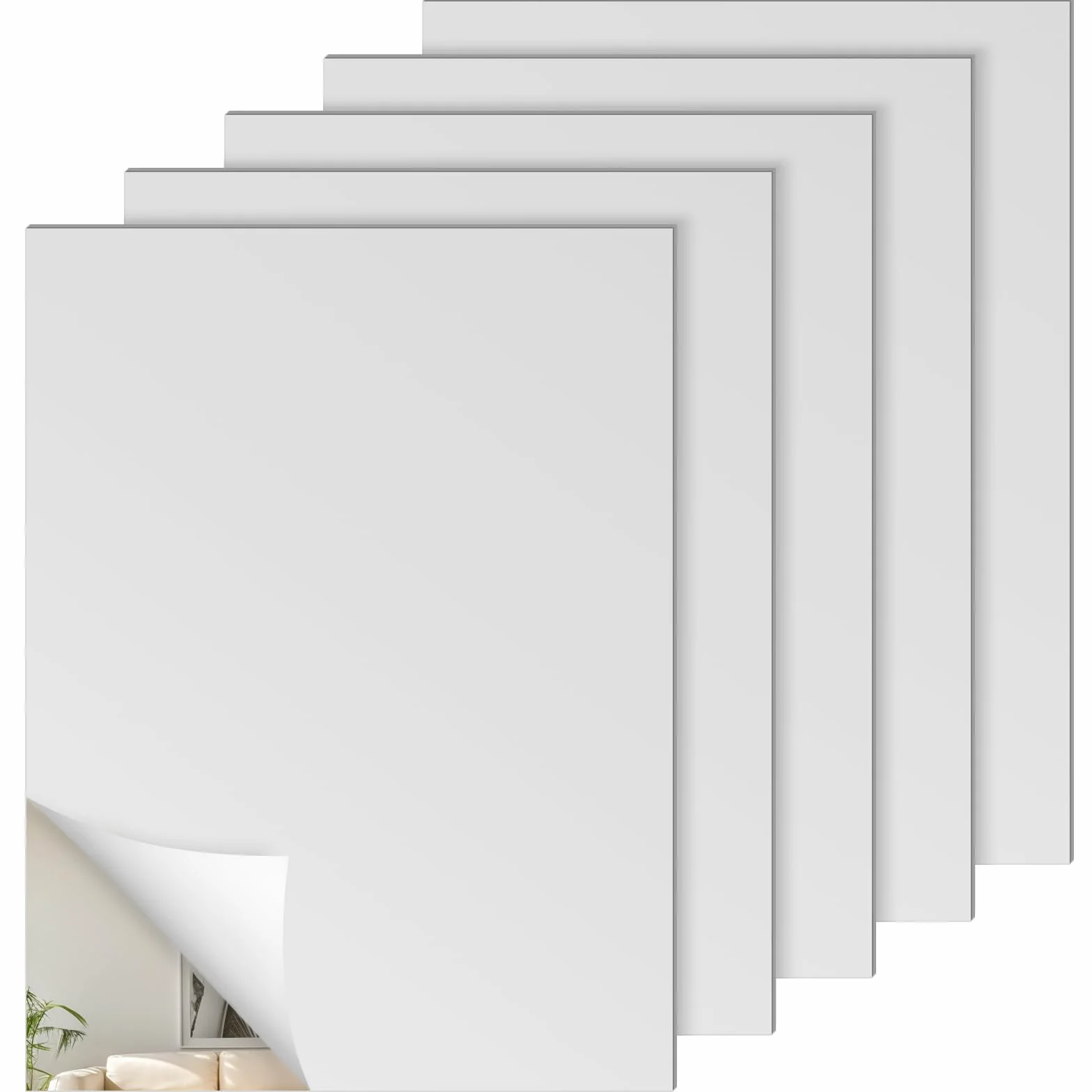 Samoprzylepne lustro z tworzywa sztucznego 40x30 cm 3 mm 5 sztuk