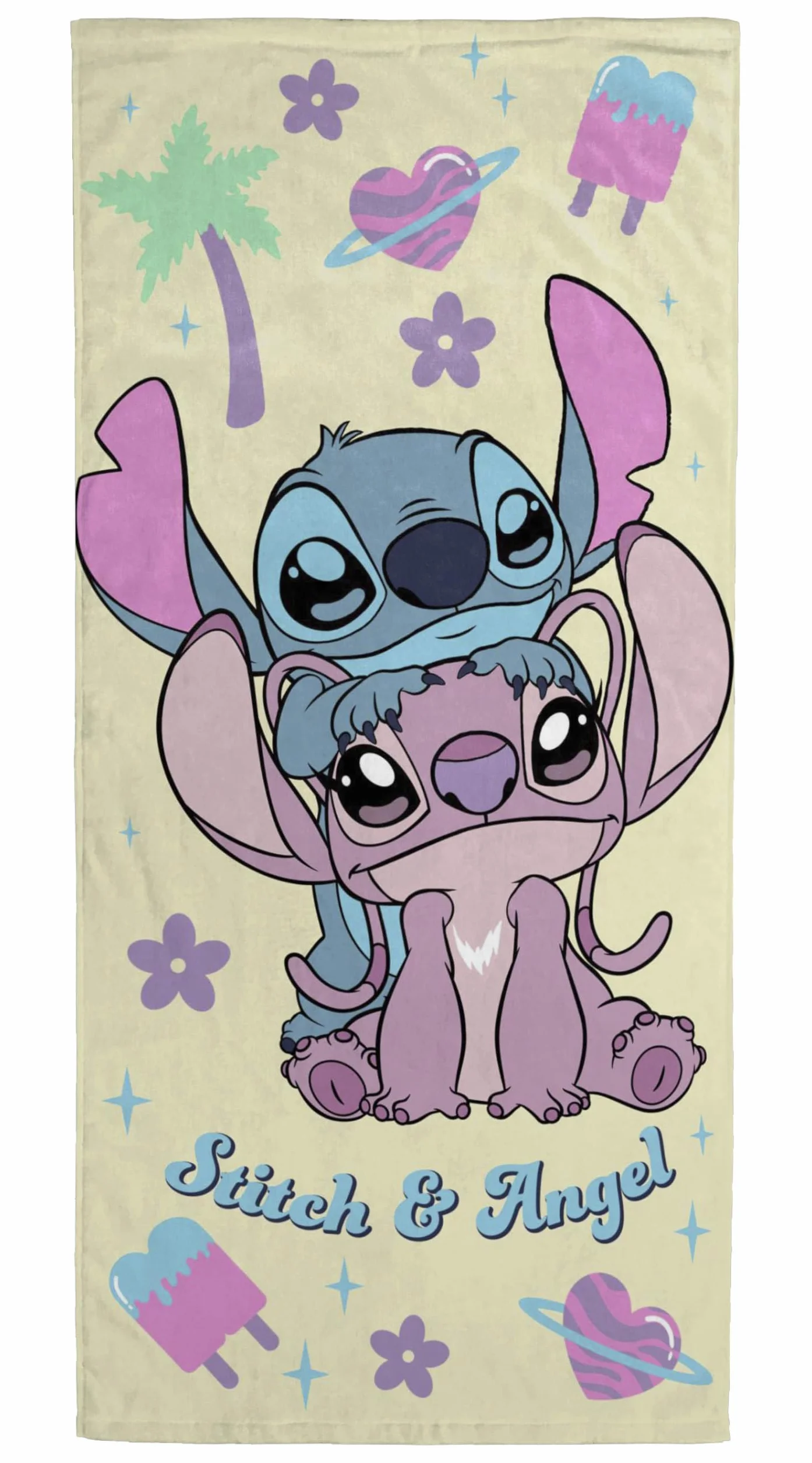 Jay Franco Disney Lilo i Stitch ręcznik plażowy 100% bawełniany 71x147 cm miękki ręcznik kąpielowy żółty