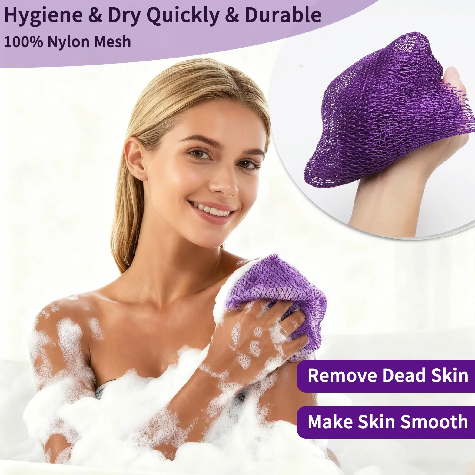 Afrykańska gąbka siatkowa z sznurkiem do zawieszania, długa gąbka do peelingu ciała i pleców, gąbka do kąpieli, peeling, gąbka pod prysznic, idealna do codziennej pielęgnacji ciała