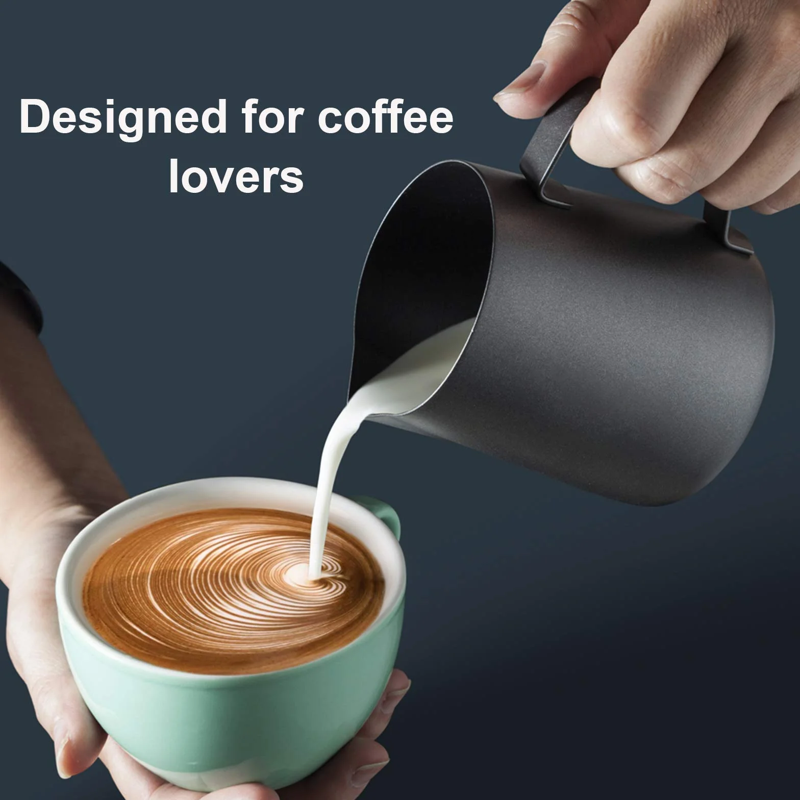 Dzbanek do mleka ze stali nierdzewnej 350 ml czarny do spieniacza cappuccino