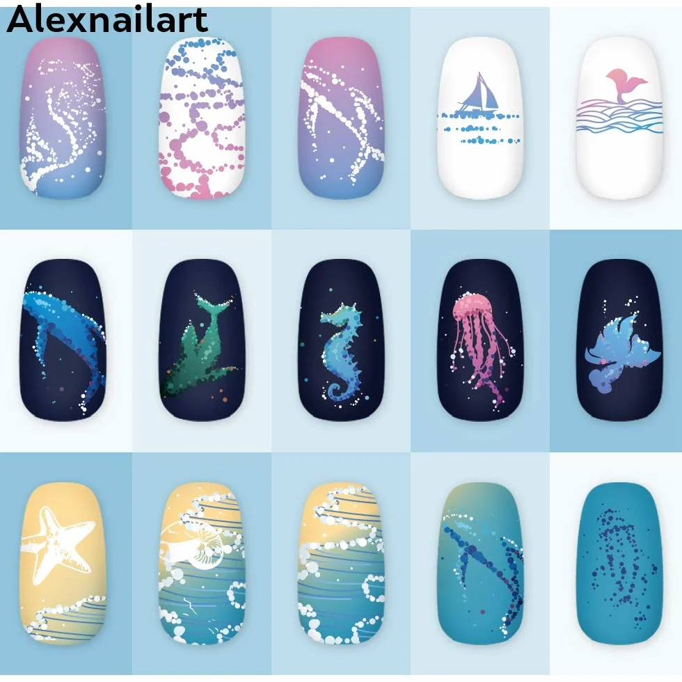 Nail Art Stamping Tablice Obraz z motywami syreny oceanu do druku manicure narzędzia transferowe