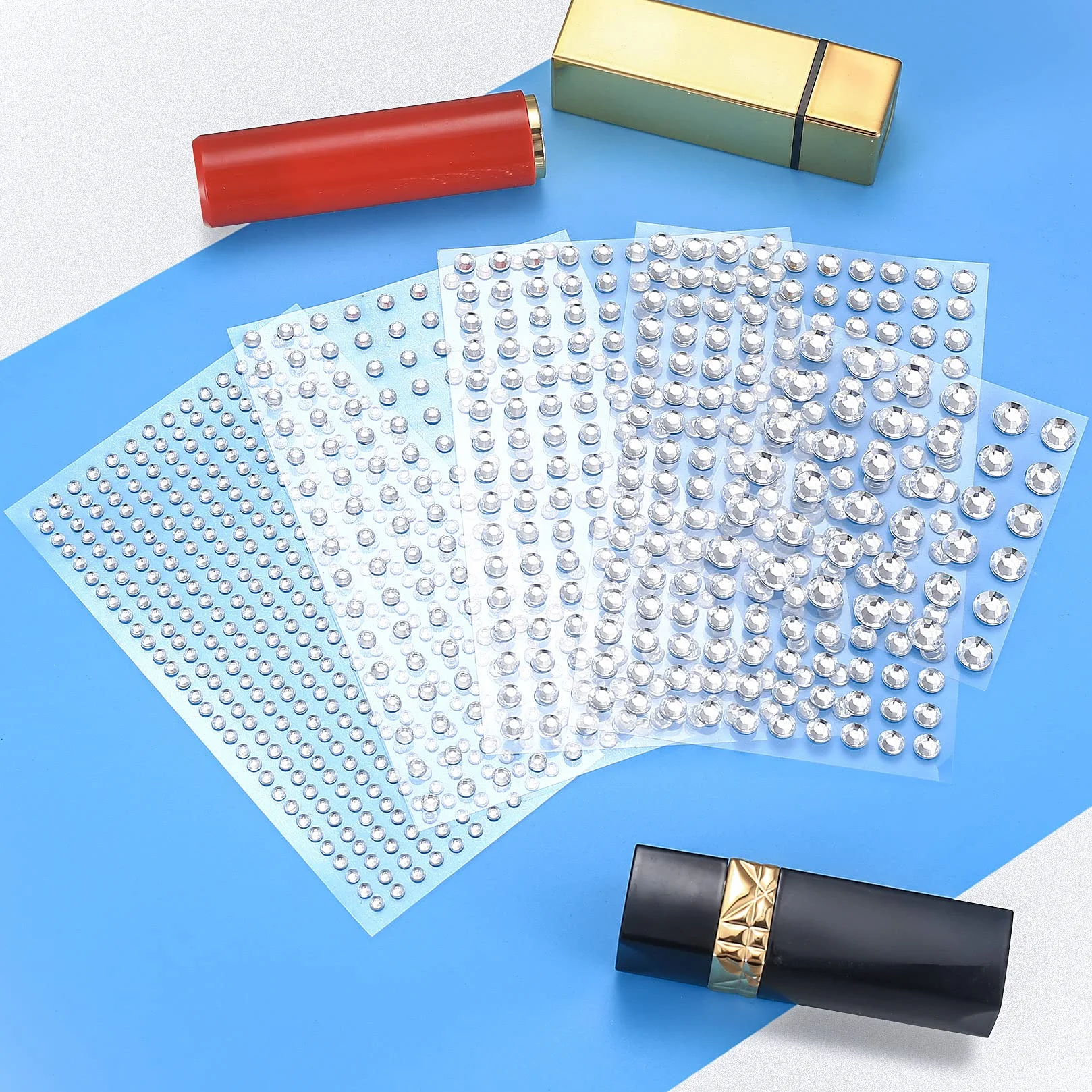 3040 szt. naklejki z perłami z kryształu górskiego, samoprzylepne, przezroczyste kryształy, naklejki do kamieni szlachetnych, DIY, diamentowe kamienie do twarzy, paznokci, włosów, makijażu, festiwali, karnawał, Halloween, dekoracja świąteczna