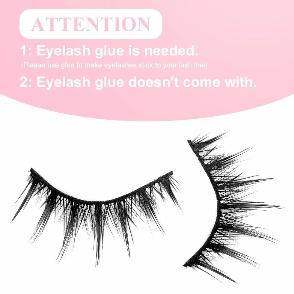 LOPHE Sztuczne rzęsy, 10 par naturalne sztuczne rzęsy, 3D Cat Fox Eye Lashes Puszyste, profesjonalne sztuczne rzęsy wielokrotnego użytku, grube kręcone rękawy (model SA207)