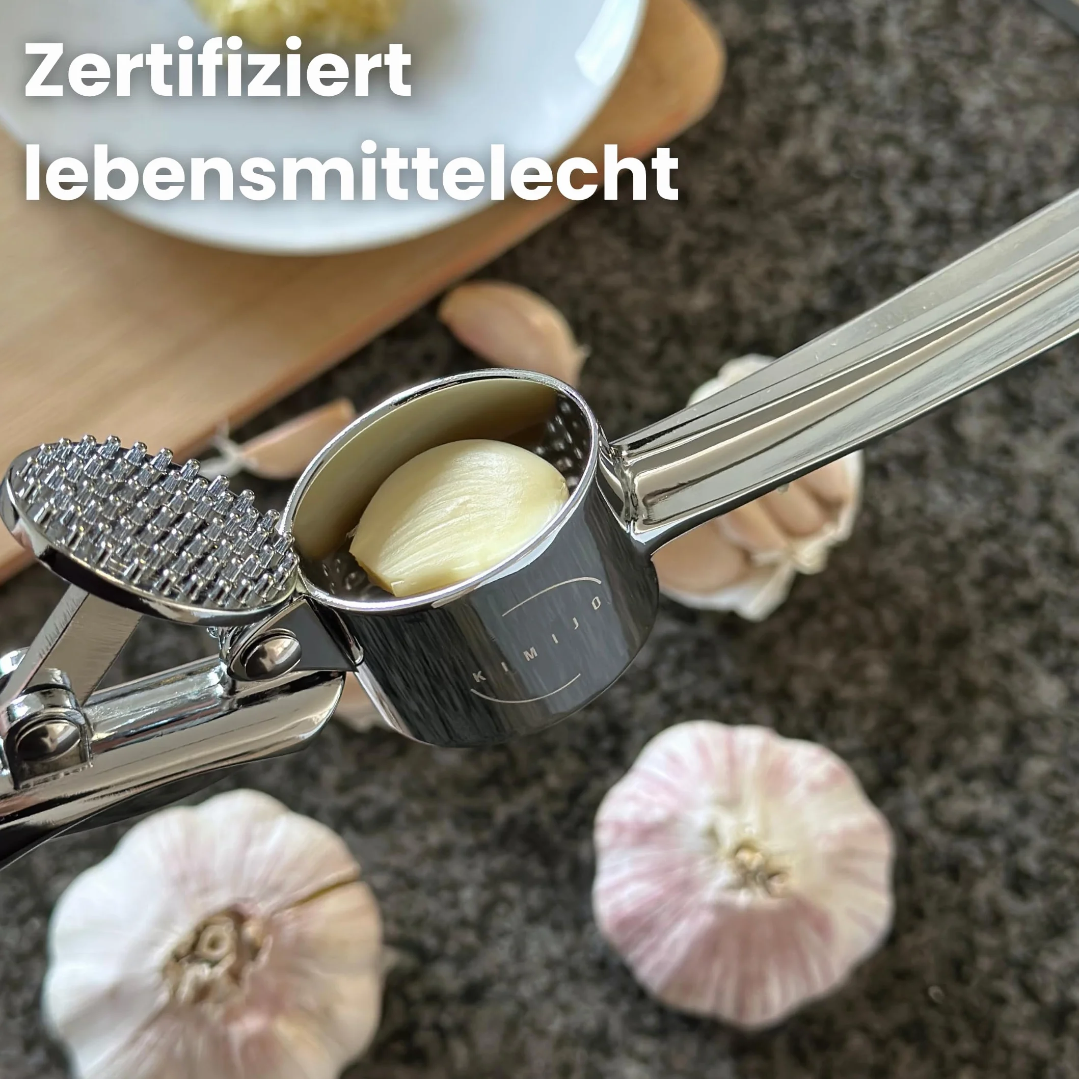 Wyciskarka do czosnku z litego odlewu cynkowego – wytrzymała i ergonomiczna wyciskarka do czosnku zapewnia bezproblemowe wyciskanie – nadaje się do mycia w zmywarce i nierdzewne – idealna do