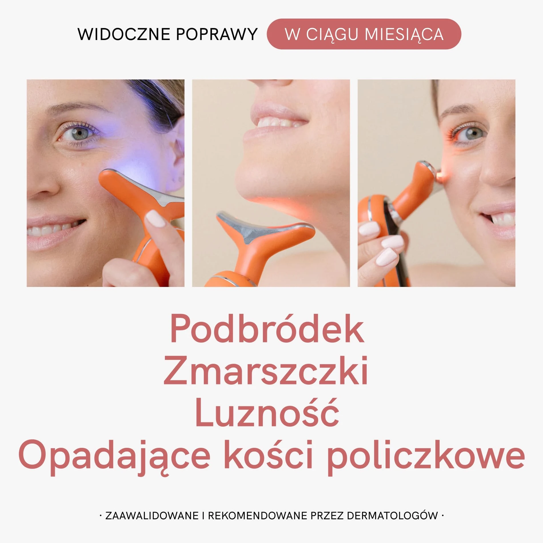 MASDERM | Zestaw masażera twarzy i szyi + nawilżający krem do twarzy o częstotliwości radiowej 500 ML | Ujędrniający przeciwzmarszczkowy | Masażer Galvanica Twarzy | Red Light Therapy Face |