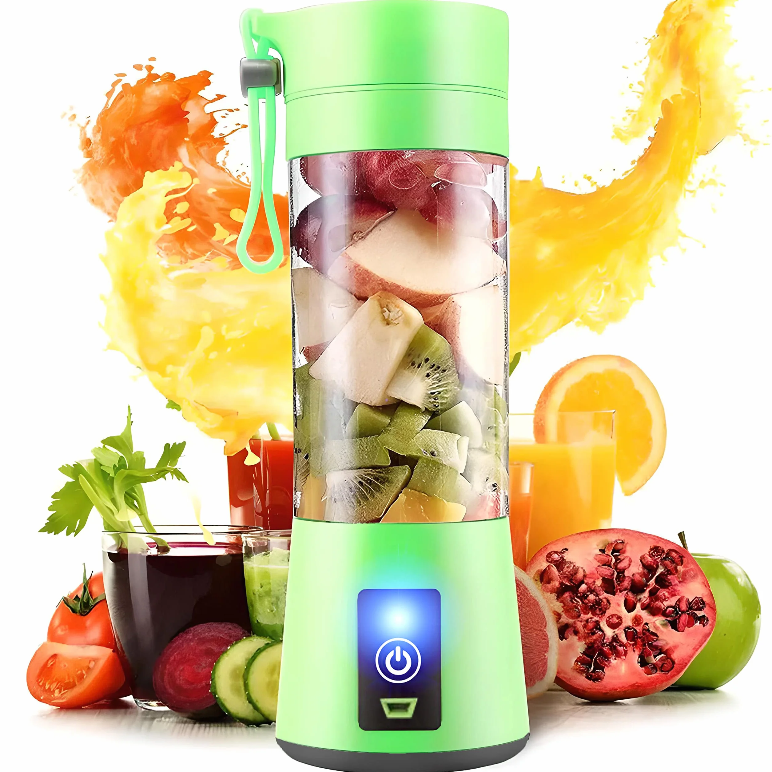 Retoo Przenośny Mikser USB 1500 mAh 380 ml 4 ostrza do smoothie, koktajli, zielony