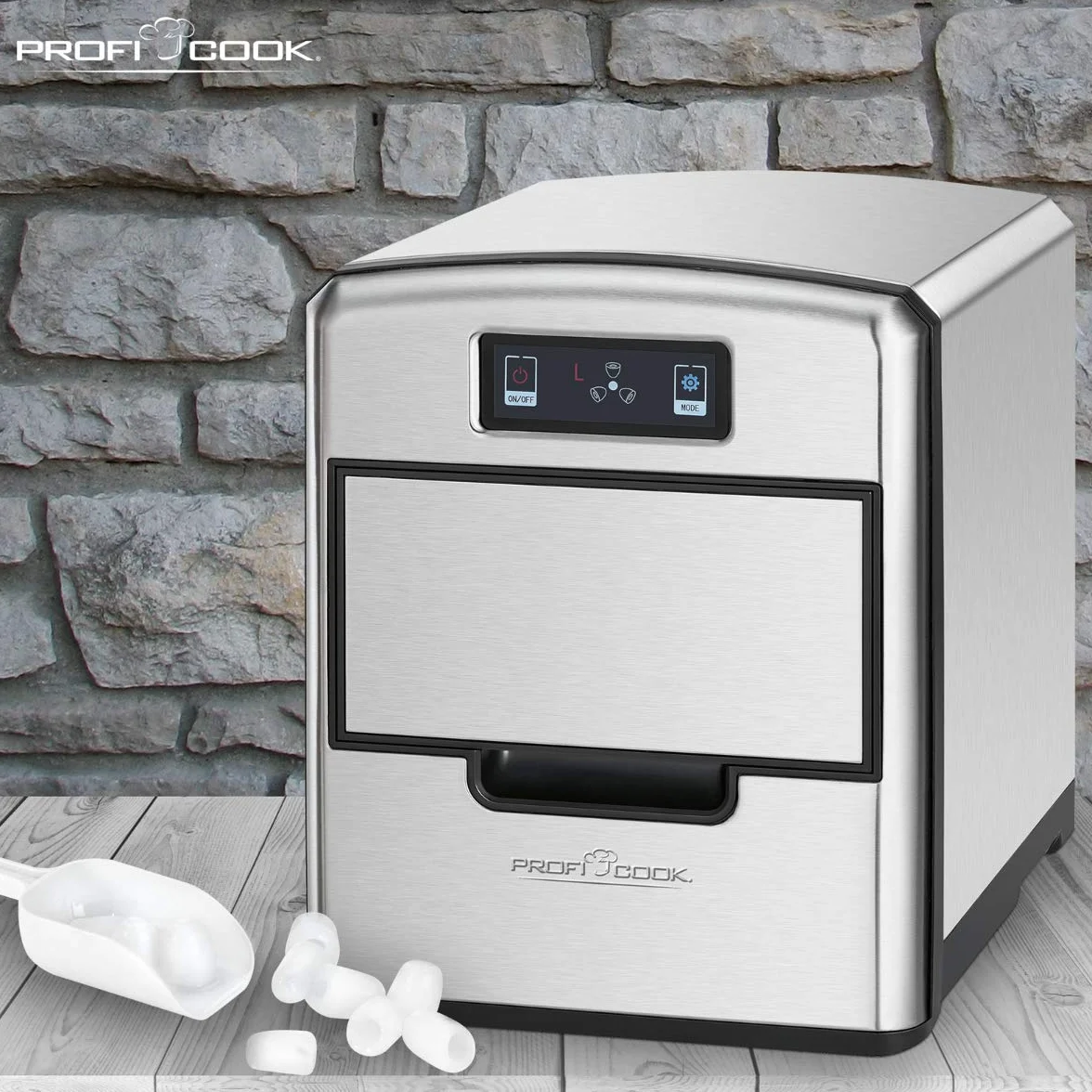 ProfiCook® PC-EWB1187 Elektryczna kostkarka do lodu do 10-15 kg / 24-godzinny czujnik dotykowy, zbiornik na wodę 1,7 l, kostka lodu w 10 minut, 3 rozmiary kostek lodu