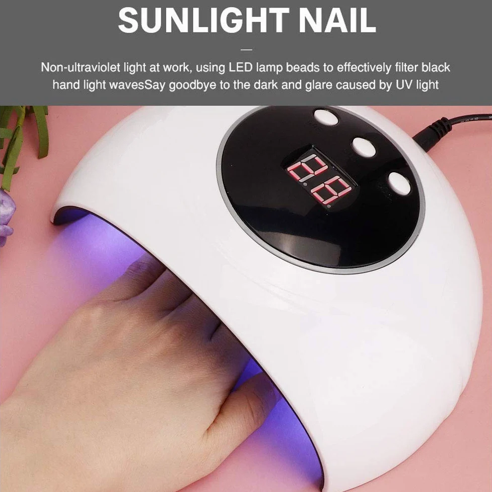 YHNNH, Lampa do suszenia paznokci 36 W, maszyna do utwardzania paznokci Żelowy lakier do paznokci Suszarka Narzędzie do manicure z inteligentną konstrukcją rozrządu do użytku w domu lub w salonie