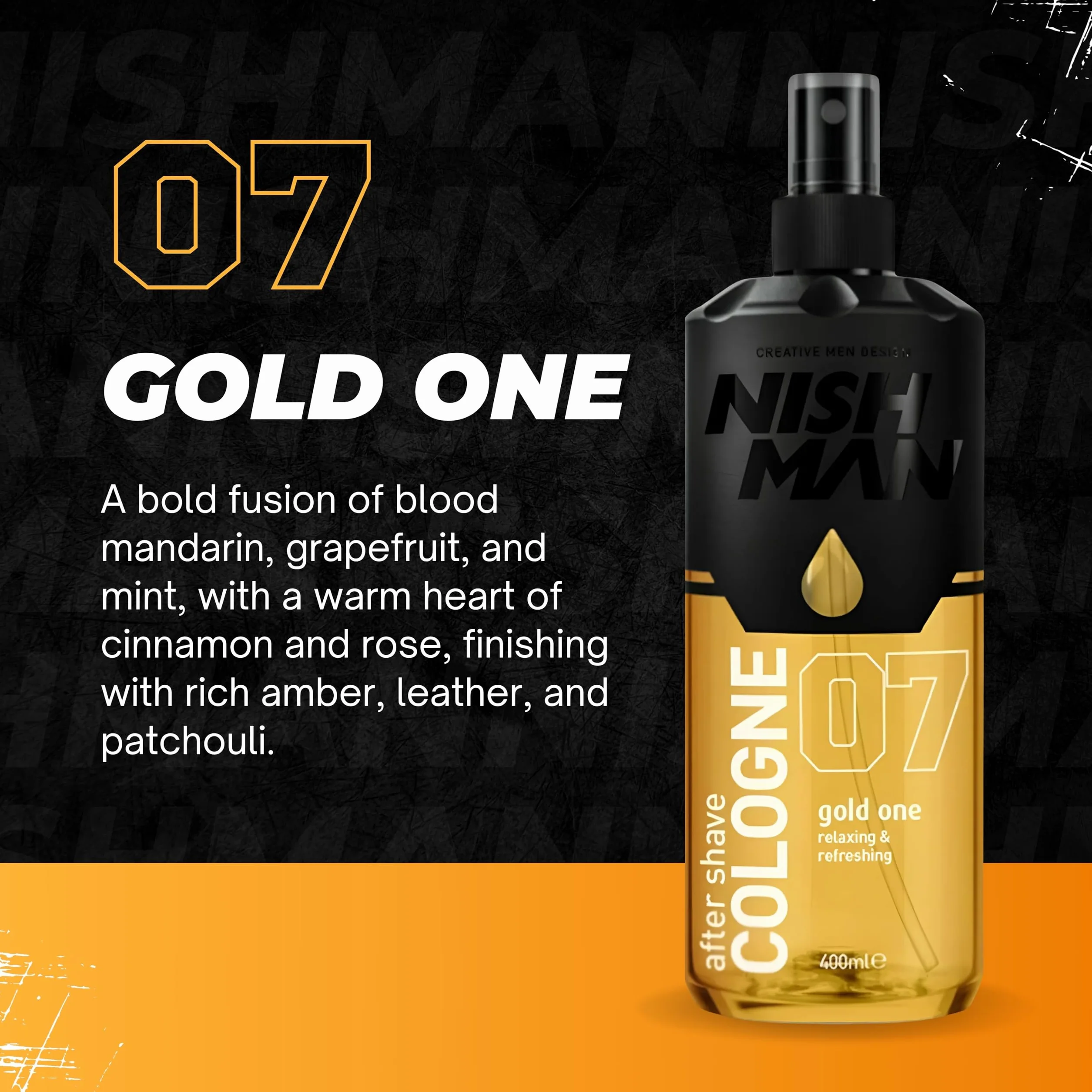 NISHMAN Woda Po Goleniu 07 - Gold One 400ml - Odświeżający Zapach dla Nowoczesnego Mężczyzny - Idealny po Goleniu - Długotrwała Ochrona i Nawilżenie