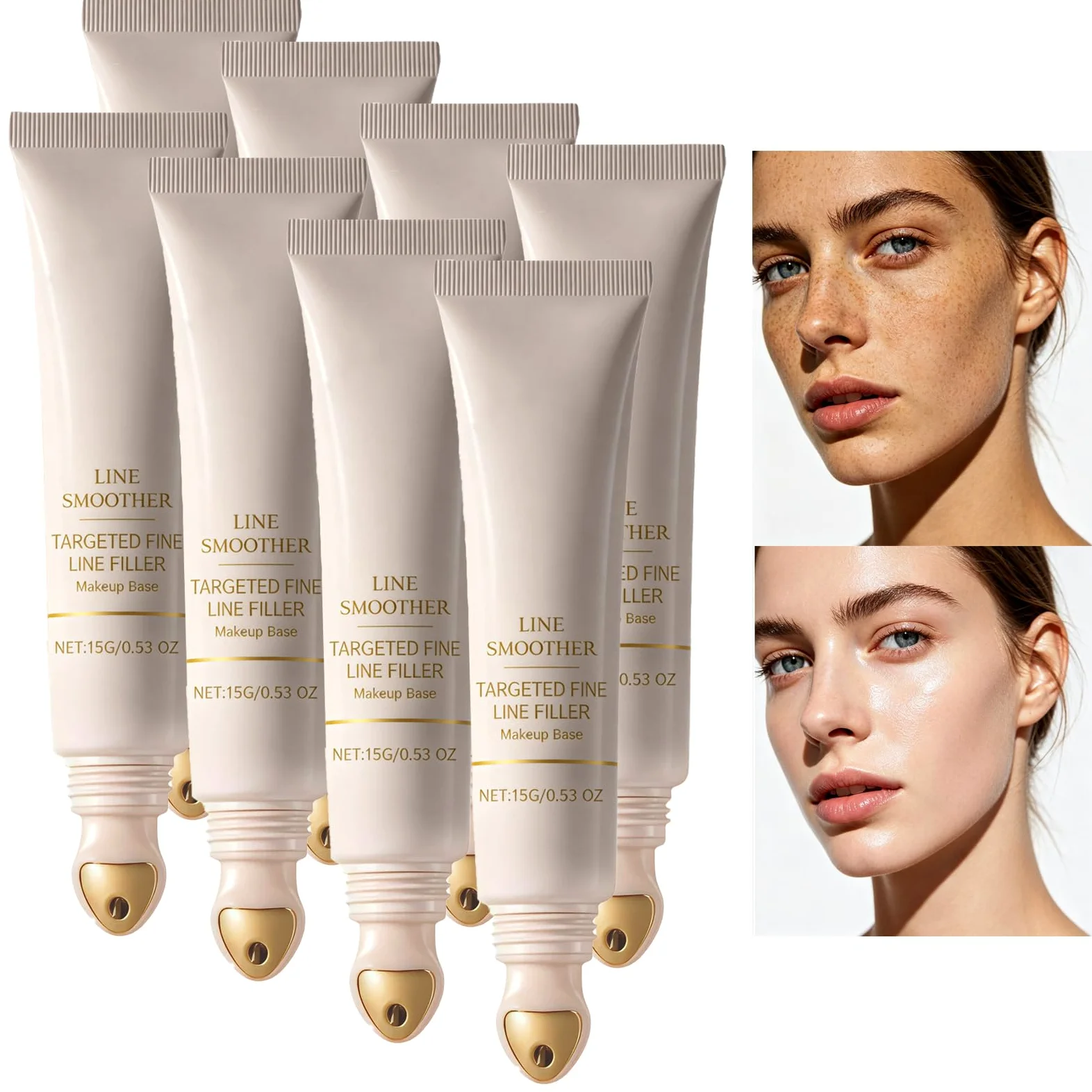 Wygładzający i równomierny podkład do twarzy dla dojrzałej skóry, krem zmarszczkowy do oczu i twarzy, wypełniacz zmarszczek Instant Blurring Primer Eye Lift Cream (8 szt.)