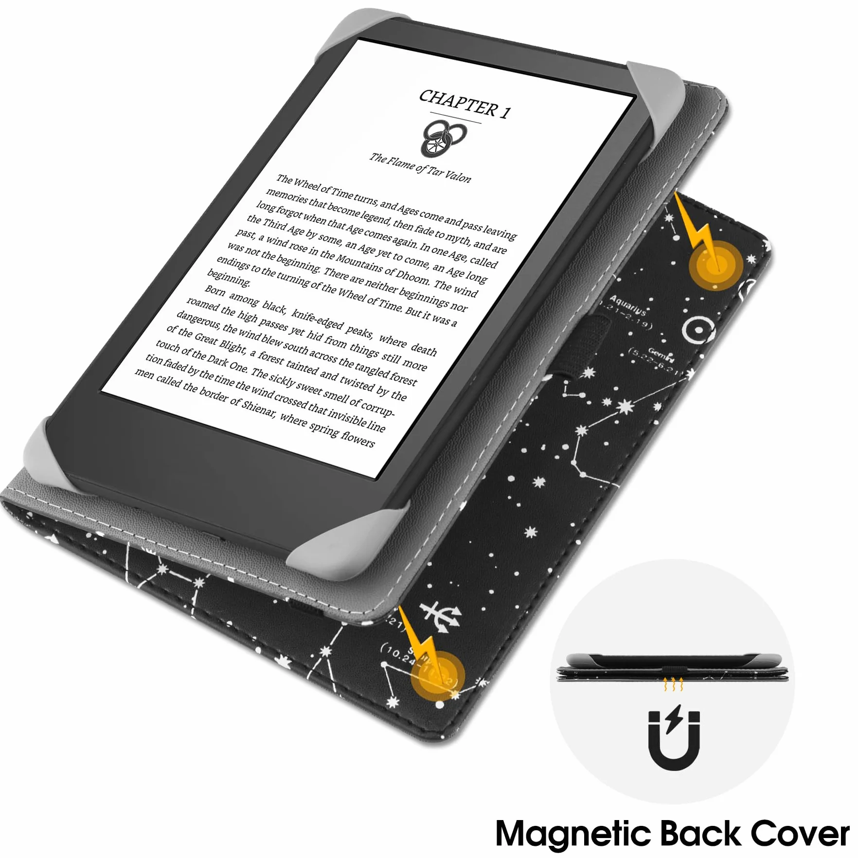 HGWALP Uniwersalne etui do czytników e-booków 6", skórzany pokrowiec z podpórką, kompatybilny ze wszystkimi czytnikami e-booków 15 cm (6") Kindle/PaperWhite/Kobo/Tolino/Pocketook/Sony E-Book