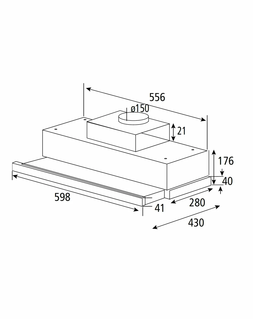 PKM UBH6002-2H okap kuchenny 60 cm 333 m³/h LED srebrny wysuwany