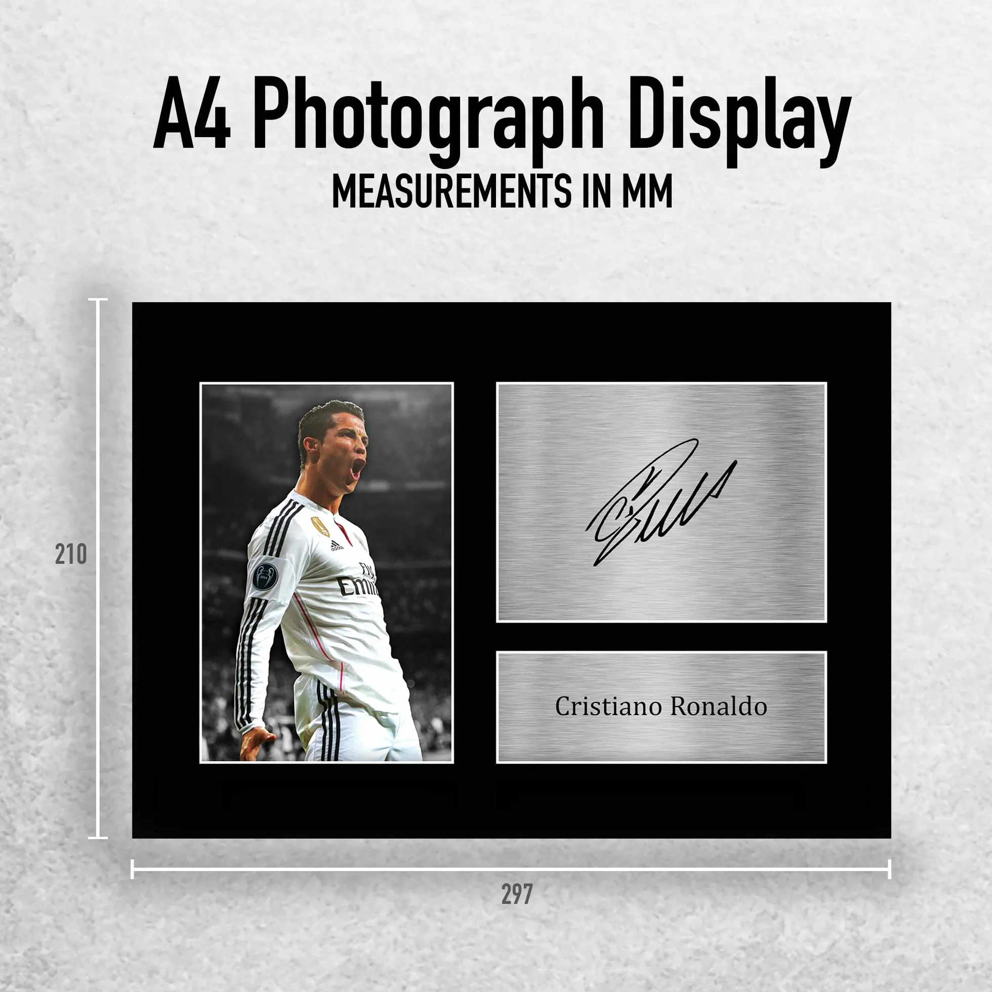 Cristiano Ronaldo Real Madrid A4 Podpisane Zdjęcie Z Autografem Prezent dla Kibiców
