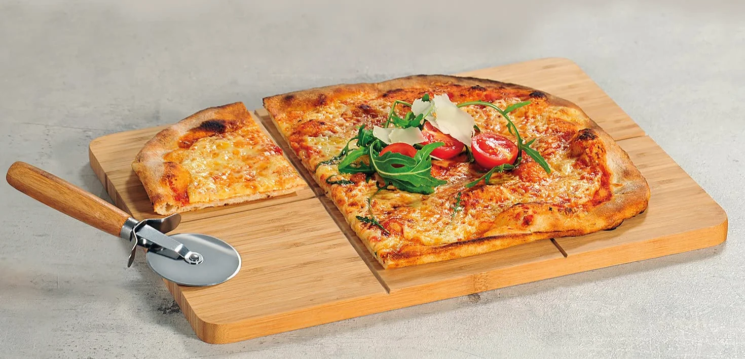 Kesper Deska do pizzy z nożem, bambusowa, 40 x 30 x 1,5 cm, 58466