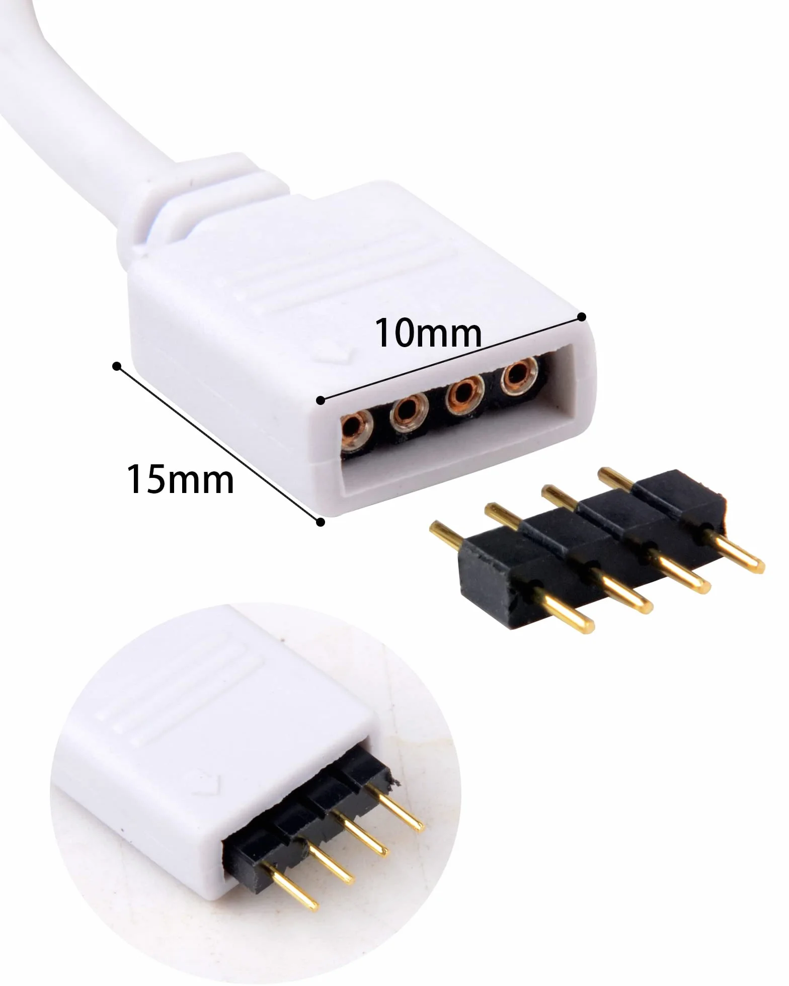 kabel przedłużający do taśmy RGB LED 4 piny, złącza, odpowiedni do taśm LED RGB... (kabel przedłużający 0,3 m)