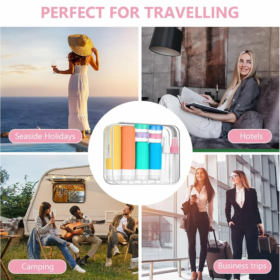 Zestaw butelek podróżnych silikonowych 19 sztuk Travel Essentials pojemnik podróżny szampon balsam kremowe mydło żółty