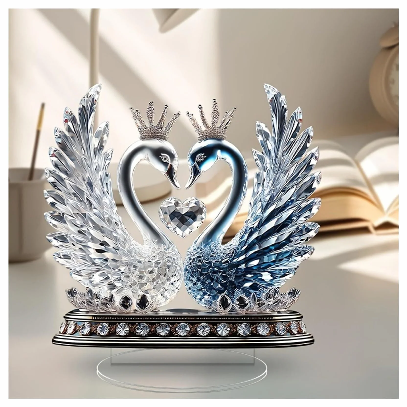 Swan Statue Figurine Art Sculpture Home Coffee Table Decor
