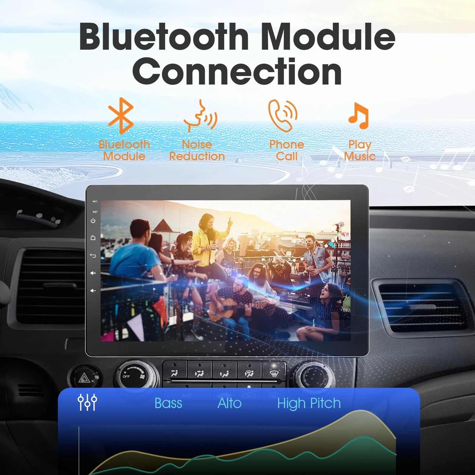 Haudio Obrotowe Radio Samochodowe 360°, Stereo 1 DIN z Funkcją Carplay i Android Auto, 10,1 Calowy Ekran IPS do Odtwarzania z GPS, Mirror Link, Sterowanie Głosowe, Radio RDS/FM/AM, Tylna Kamera 720P