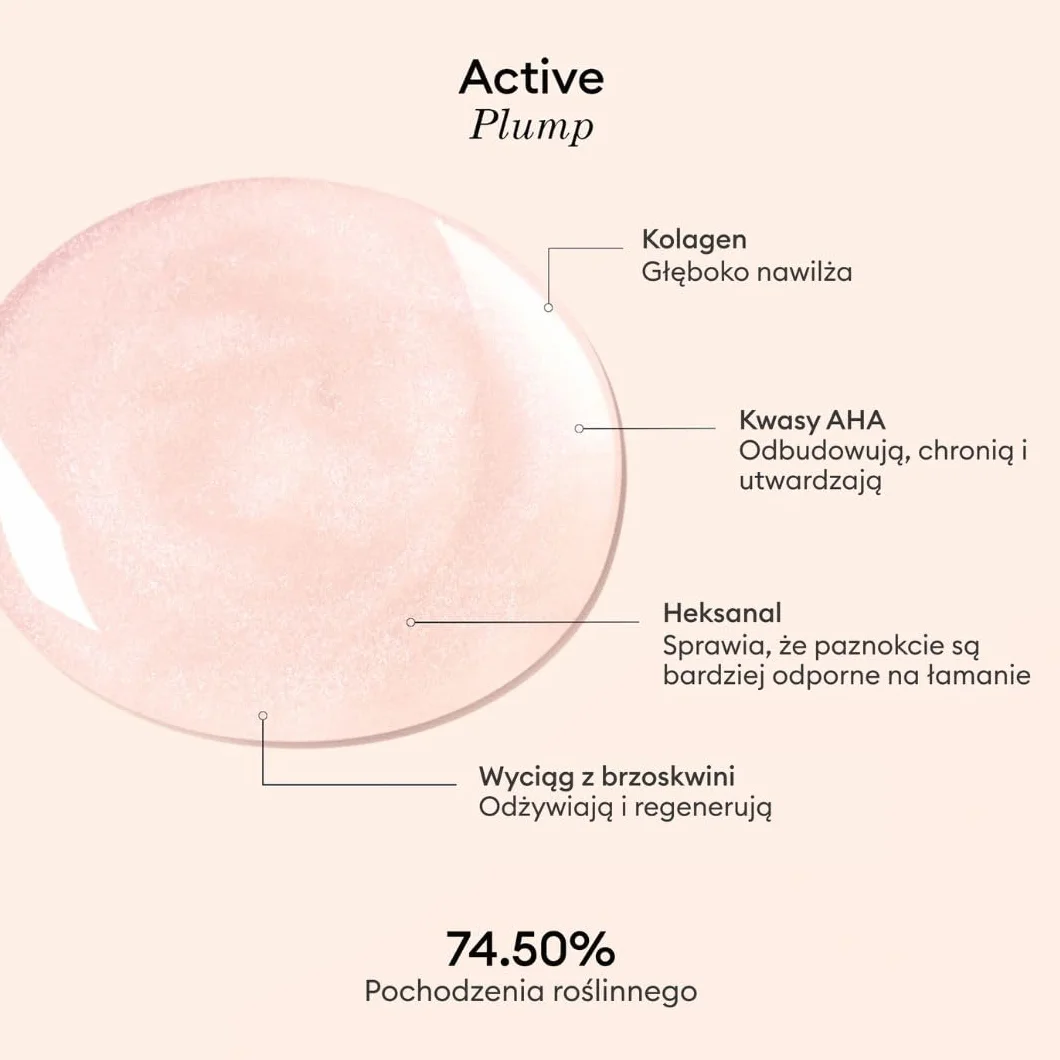Manucurist Active Plump Nail Polish & Care - Kolagen i ekstrakt z brzoskwini - Nawilżacz do paznokci z ultra-błyszczącym połyskiem Baby Rose dla natychmiastowego efektu pompowania - Nail Volumizer