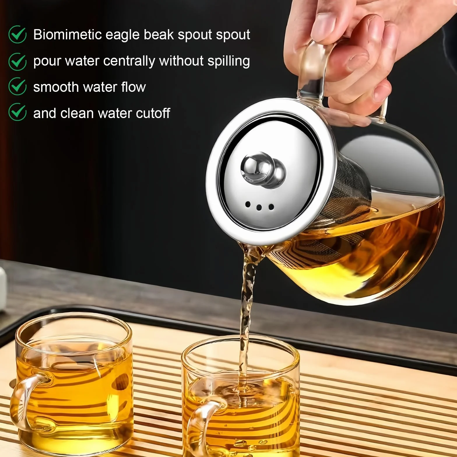 Szklany dzbanek z sitkiem i pokrywką 450 ml zaparzacz ze stali nierdzewnej do herbaty