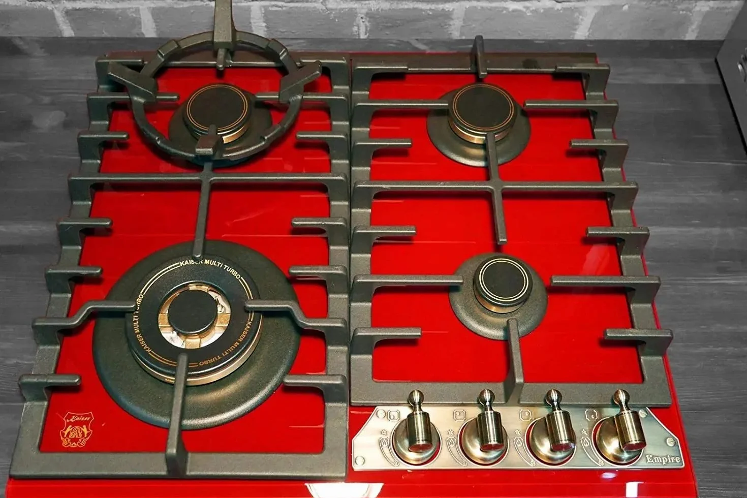 Kaiser Zestaw kuchenek gazowych EH 6355 czerwony Em + KCG 6335 RotEm Turbo, zestaw piekarnika elektrycznego, Autark, 79 l, piekarnik do zabudowy, 8 funkcji + płyta gazowa z ceramiki szklanej 60 cm