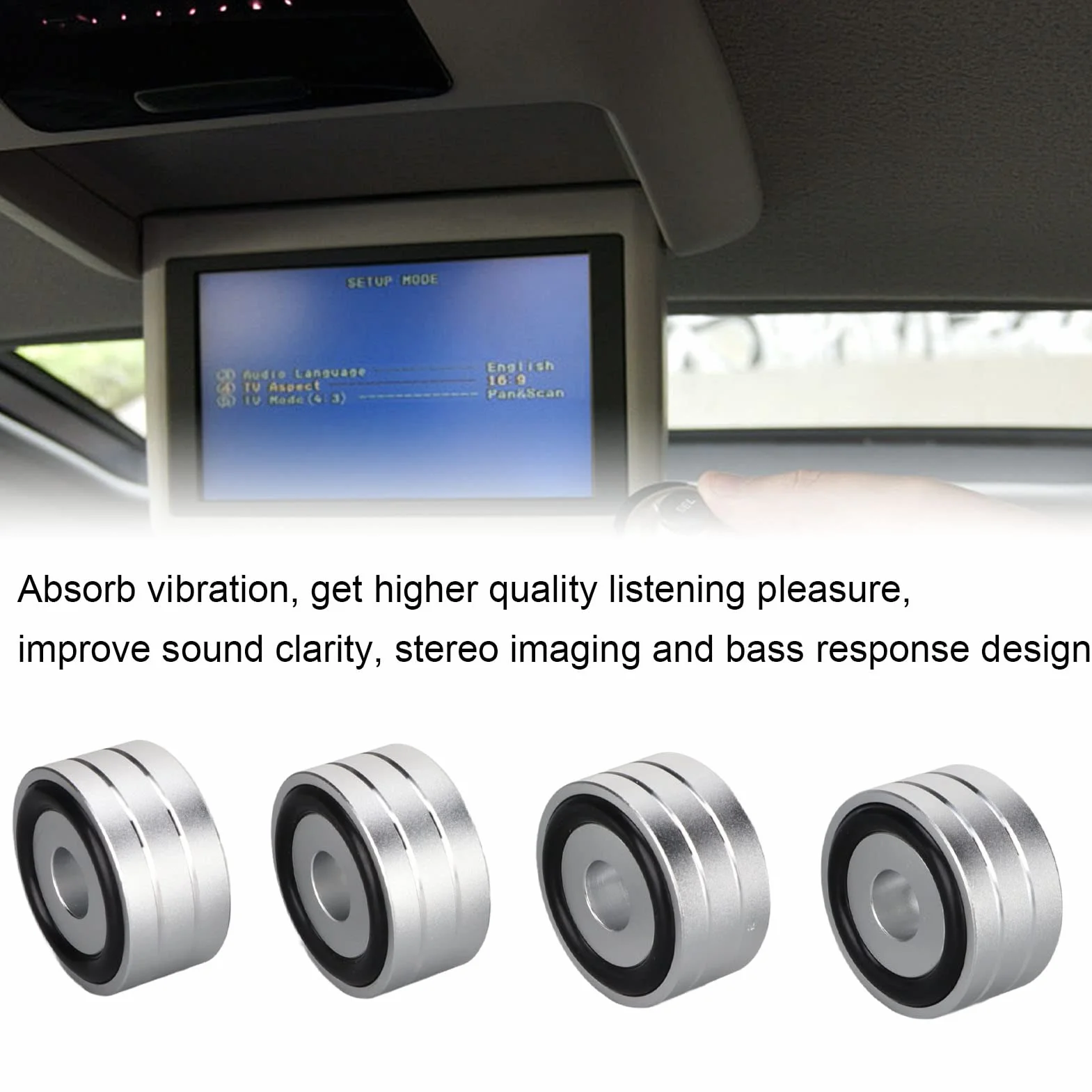 Izolacja Głośnika Stopka Stojaka, 4 Szt. 40x20mm Aluminiowa Podkładka Izolacyjna Głośnika, Antypoślizgowa Gumowa Nóżka Izolacyjna Gramofonu HiFi, do Wzmacniacza DAC Miernik(Srebro)