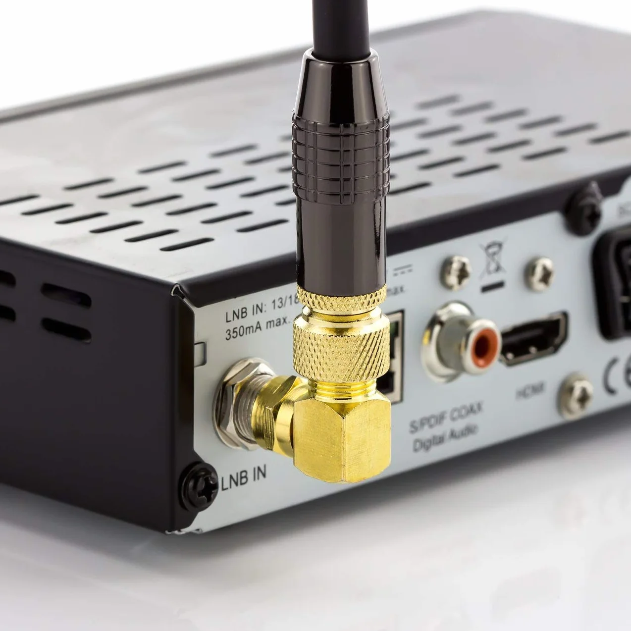 deleyCON 4x Adapter Kątowy Satelitarny 90° Stopni do Kabla Koncentrycznego F-Adapter F-Gniazdo Kabla Satelitarnego F-Adapter Kątowy z Wtyczką - 4 Sztuki