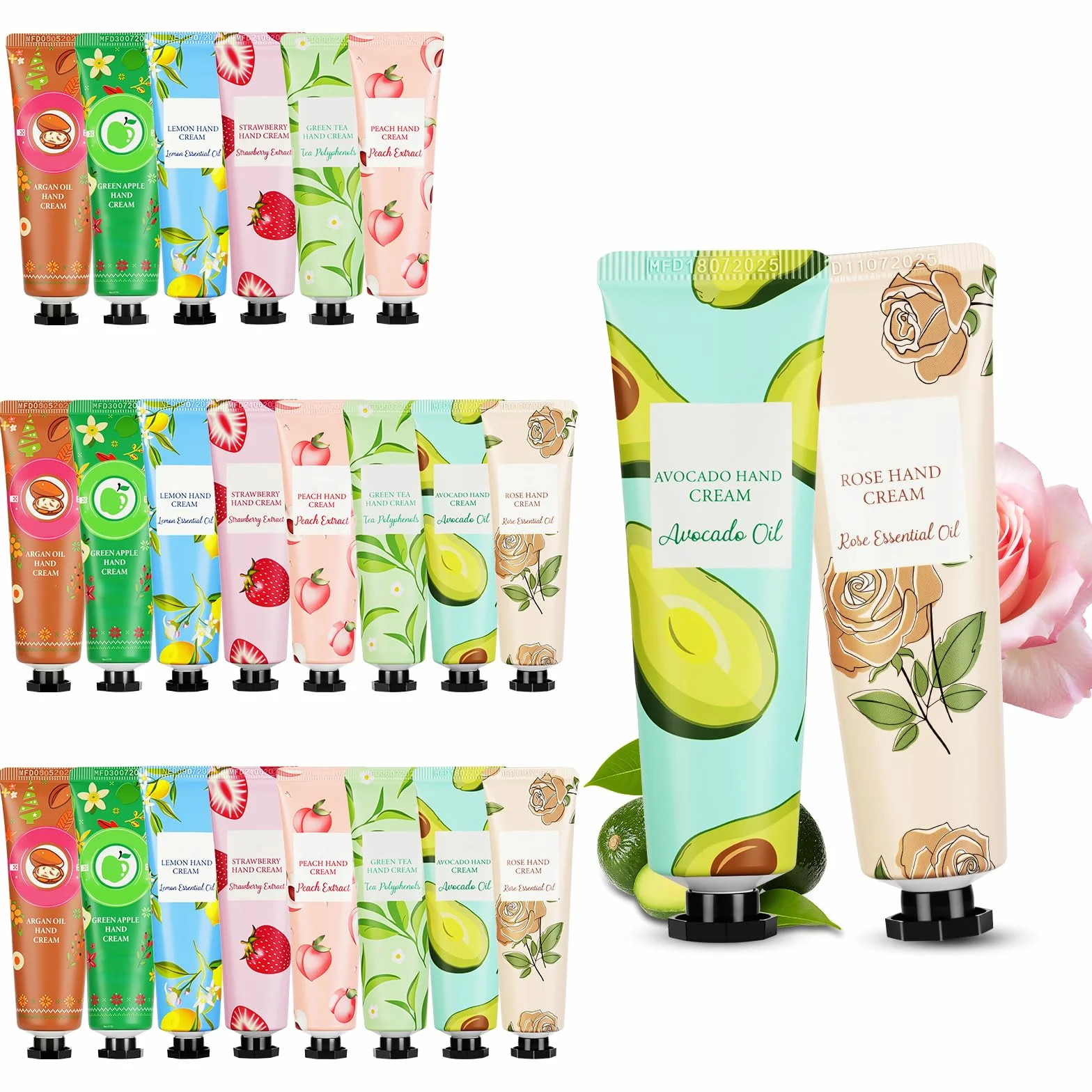Nawilżający mini krem do rąk, 24 x 30 ml Naprawczy krem do rąk, dodatkowe nawilżające suche i popękane odżywcze balsam ochronny na Dzień Matki, urodziny, Boże Narodzenie, dla dziewczyny żony