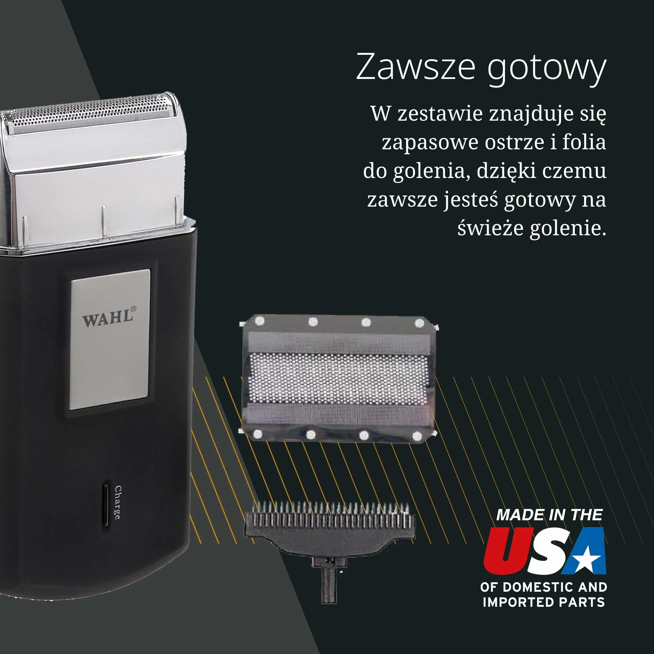 Wahl Mobile Shaver – Bezprzewodowa Golarka Elektryczna z Etui Podróżnym – Elastyczna Folia Tnąca dla Bardzo Dokładnego Golenia