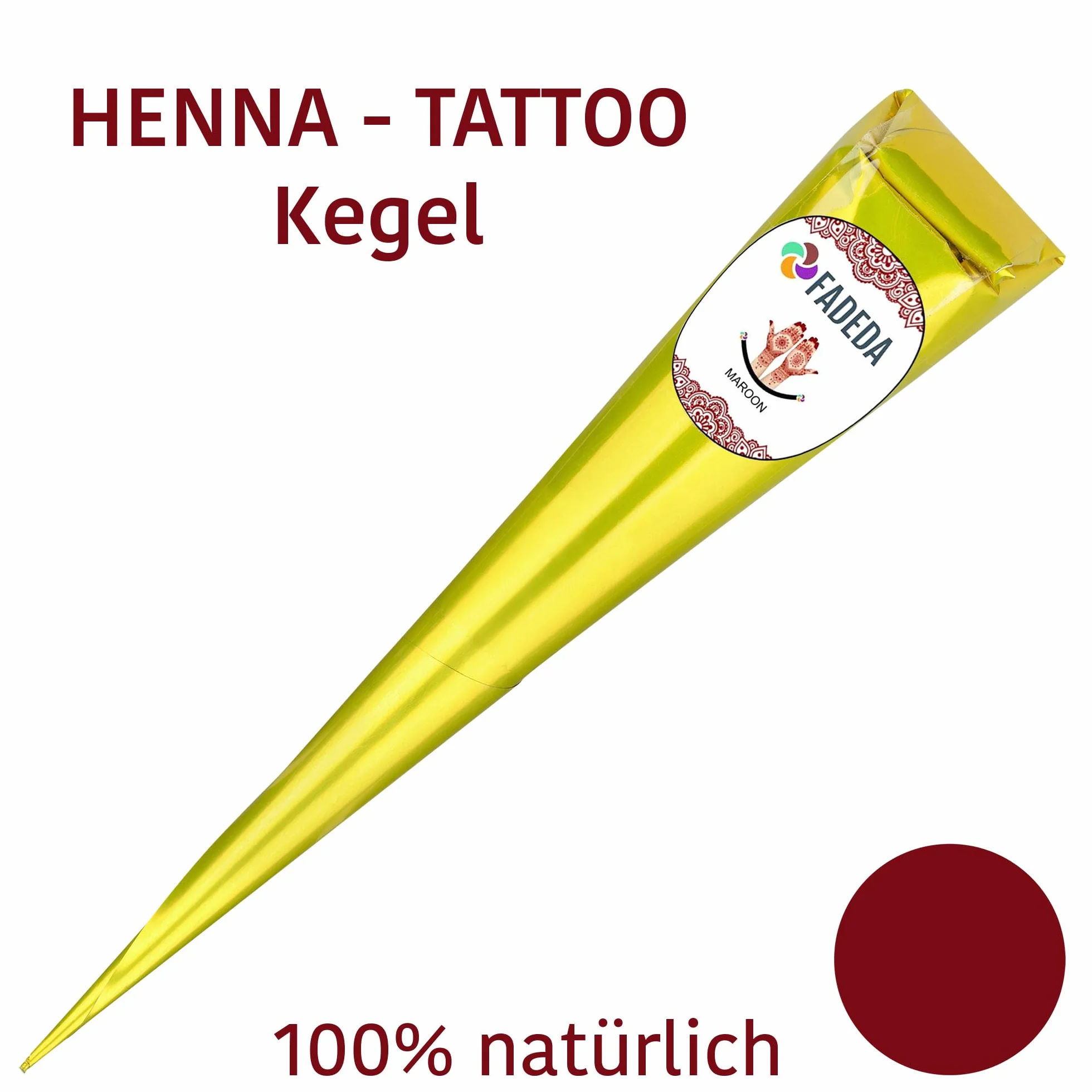 12 x FADEDA stożek henny | 12 x 25 g naturalna pasta | kasztanowobrązowy (czerwono-brązowy) | 100% roślinny | gotowy do użycia i bez PPD