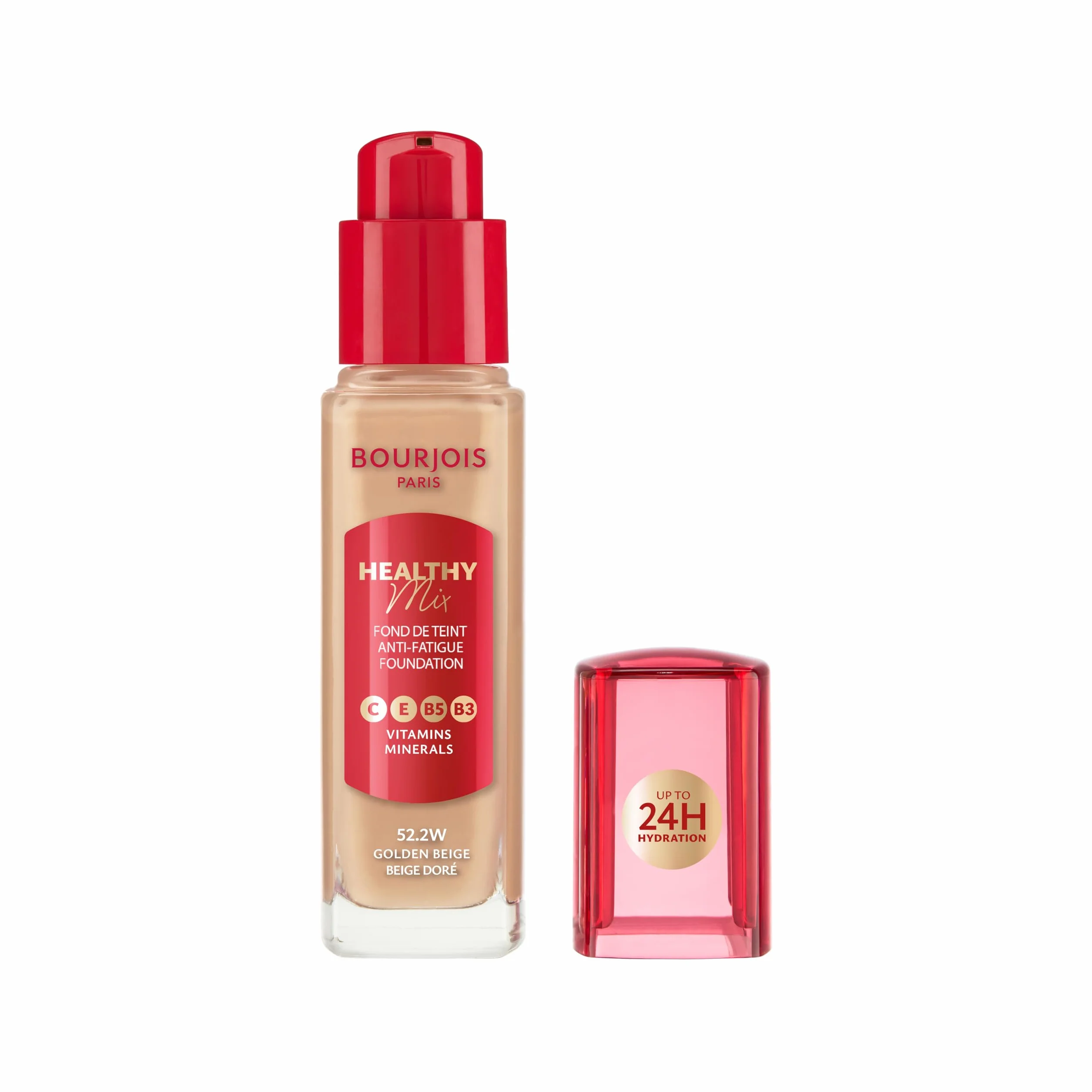 Bourjois Healthy Mix Podkład Niwelujący Oznaki Zmęczenia Z Kompleksem Witamin I Minerałów 52.2W Golden Beige, 30 Ml