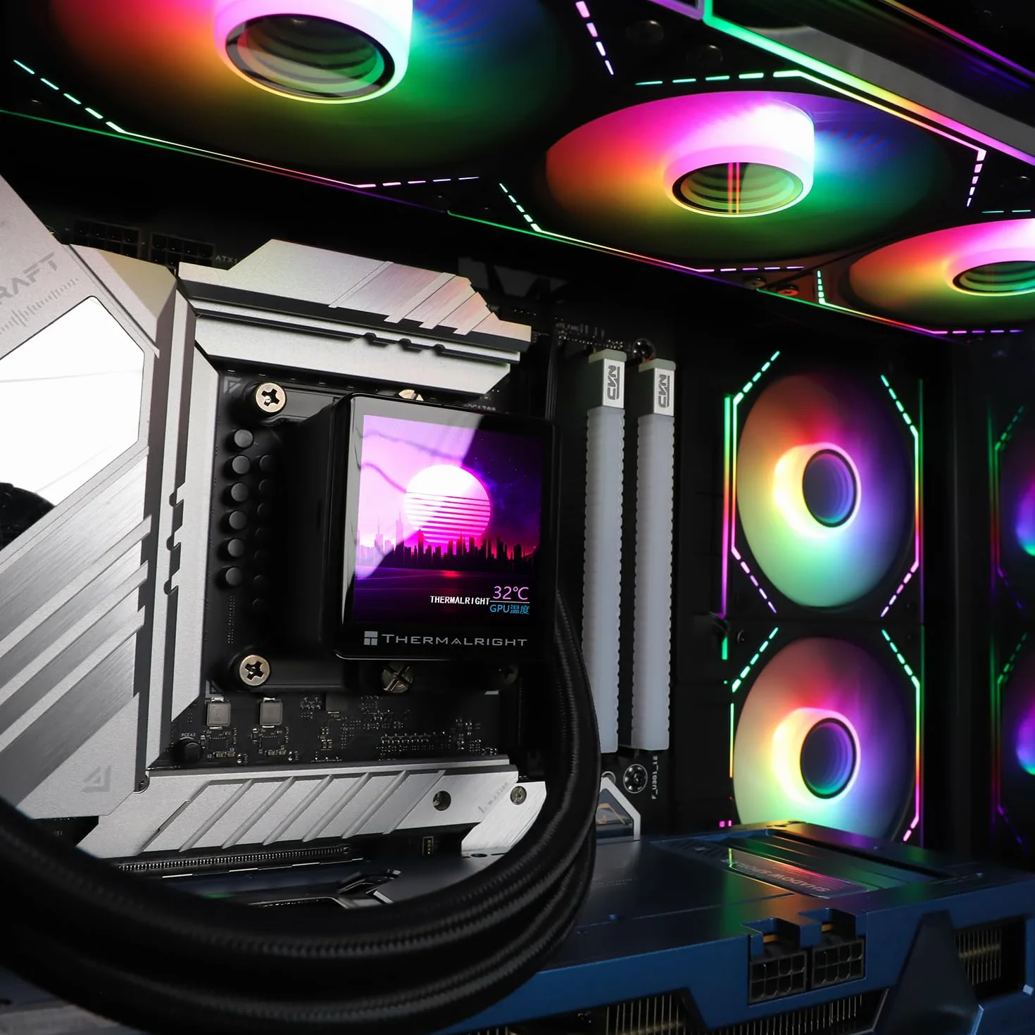 Thermalright TL-M12-S 120 mm ARGB wentylator CPU, prędkość 1500 RPM, czarny, cichy wentylator 4-pinowy PWM PC, do łożysk S-FDB CPU, wentylator chłodzący, z lusterkiem bocznym ARGB efekt świetlny
