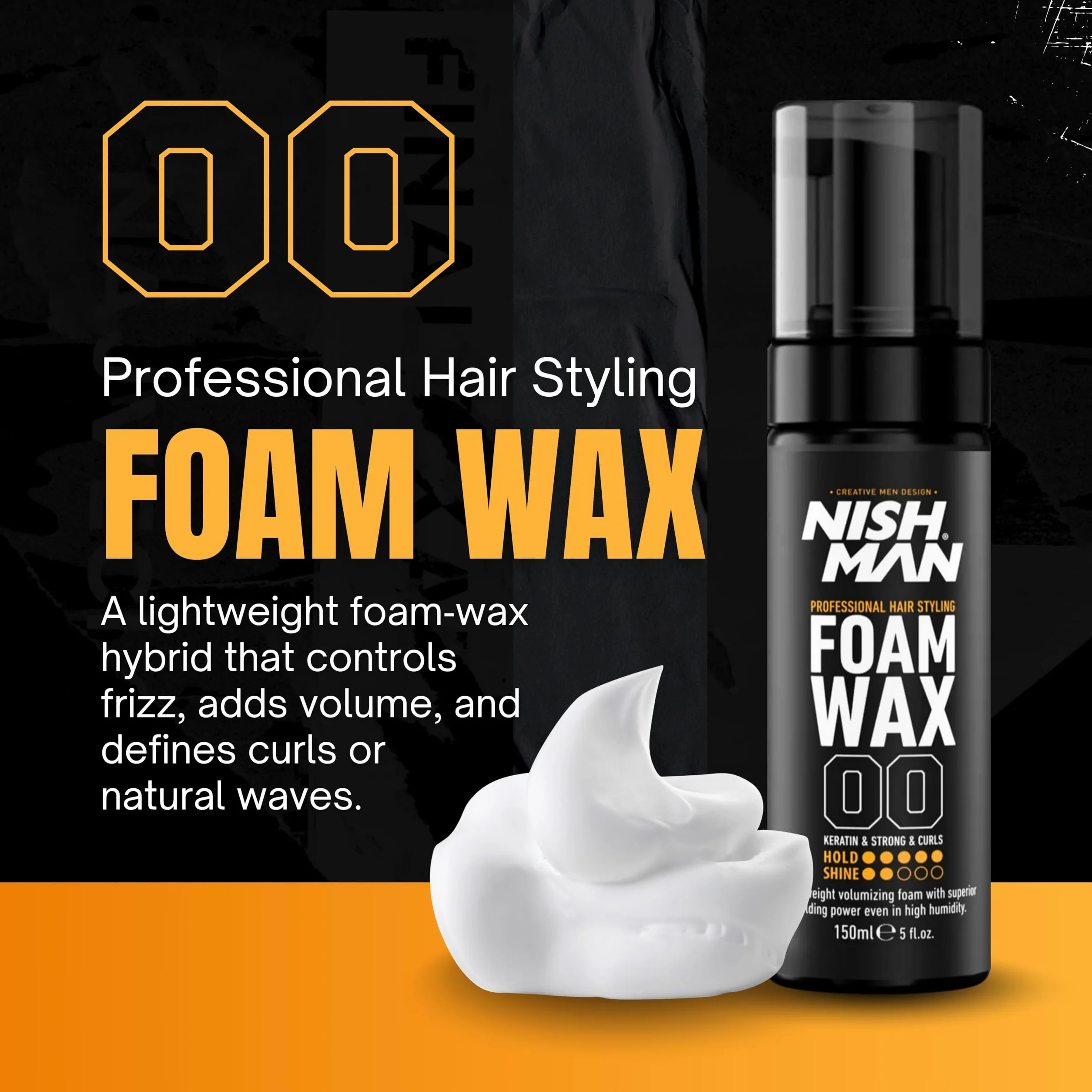 NISHMAN Foam Wax - Wosk Piankowy 150ml - Elastyczne Utrwalenie i Naturalny Połysk dla Każdego Rodzaju Włosów - Perfekcyjna Stylizacja i Tekstura bez Lepkiego Efektu