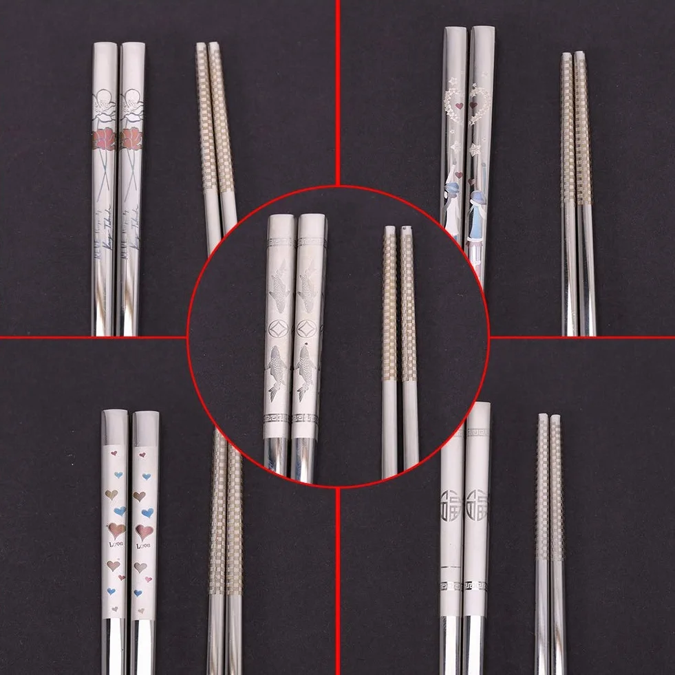 1 para pałeczek koreańskie jedzenie metal ze stali nierdzewnej japoński wzór kwiatowy ekologiczny kotlet w stylu klasycznym opakowanie można myć w zmywarce na obiad w kuchni