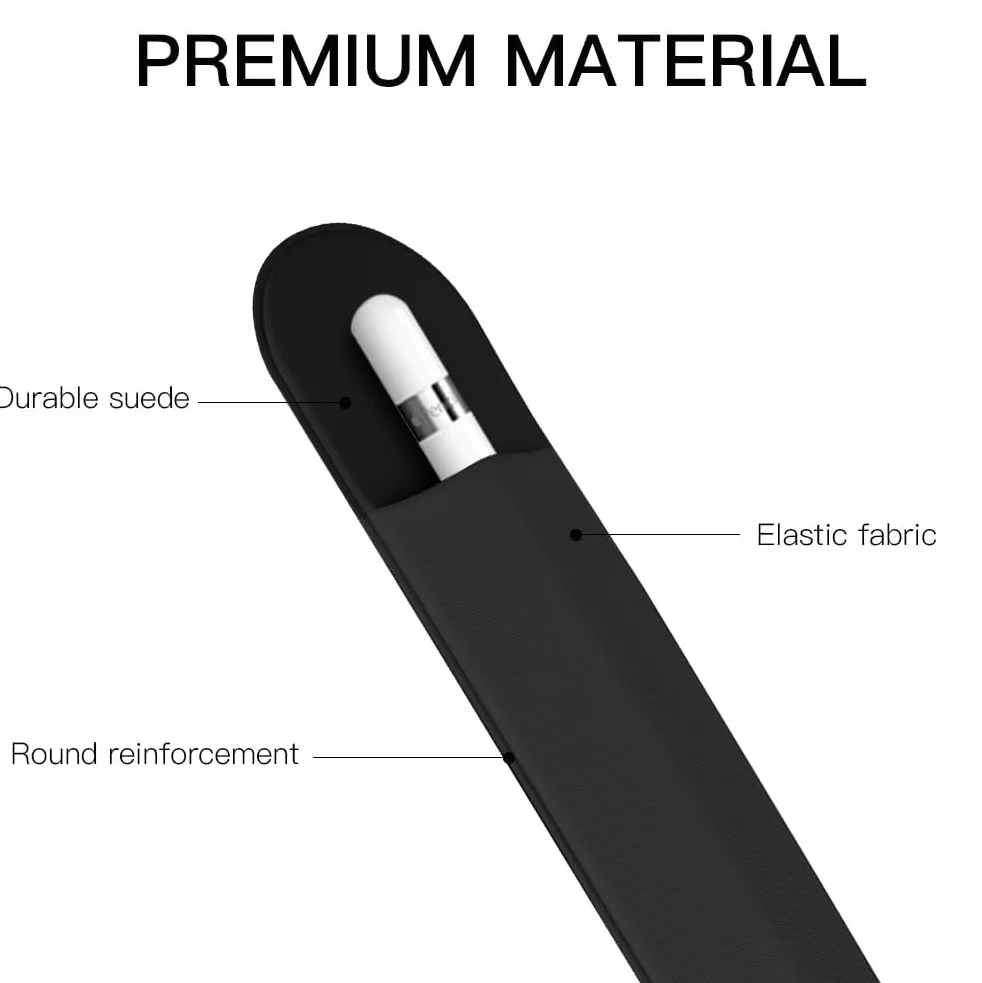 flintronic Uchwyt na ołówki, zdejmowany, samoprzylepny uchwyt na ołówki, kompatybilny z Apple Pencil 2. i 1. generacji, elastyczny piórnik do rysików (czarny)