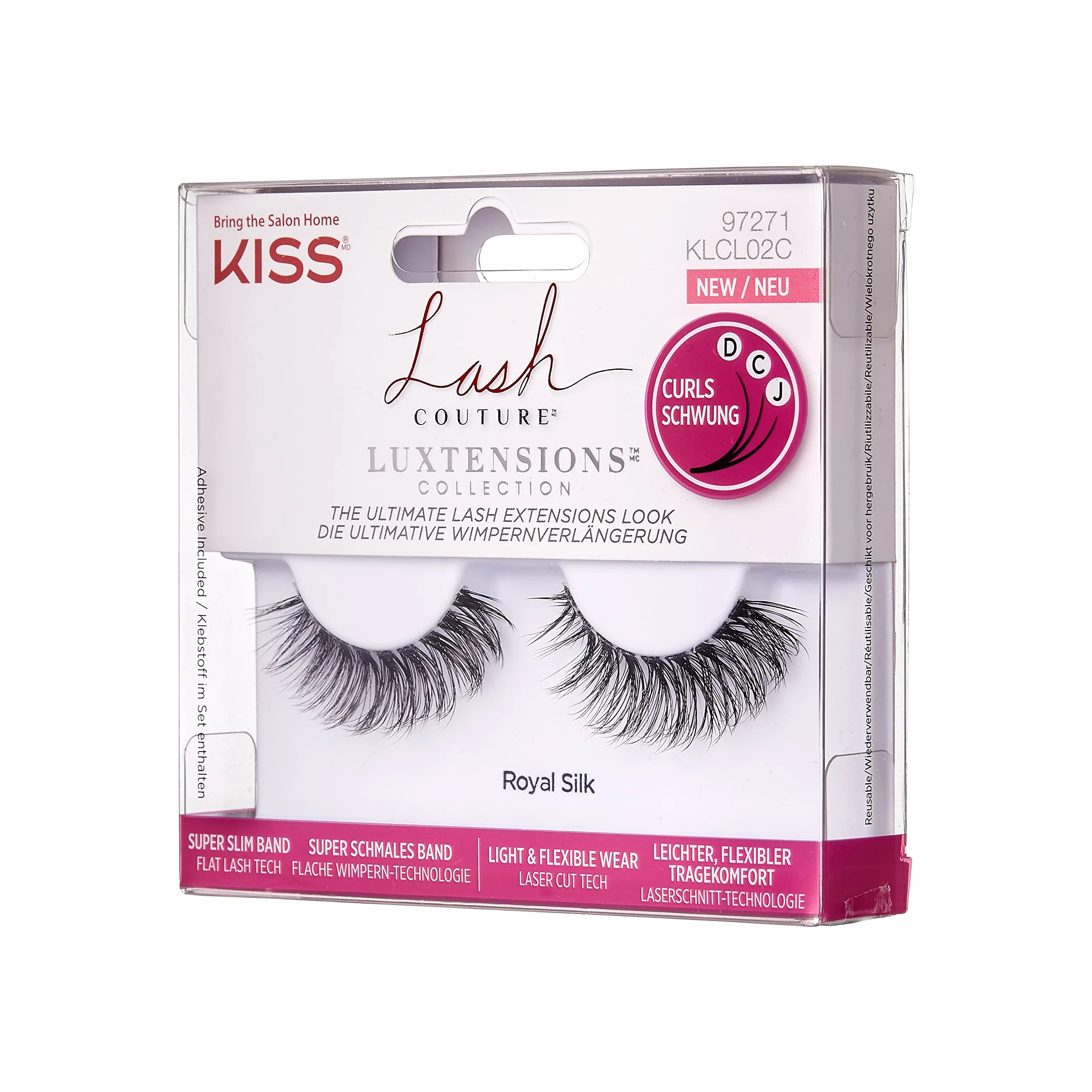 KISS sztuczne rzęsy Lash Couture LuXtensions -Royal Silk, 1 para rzęs, 1 klej 1g