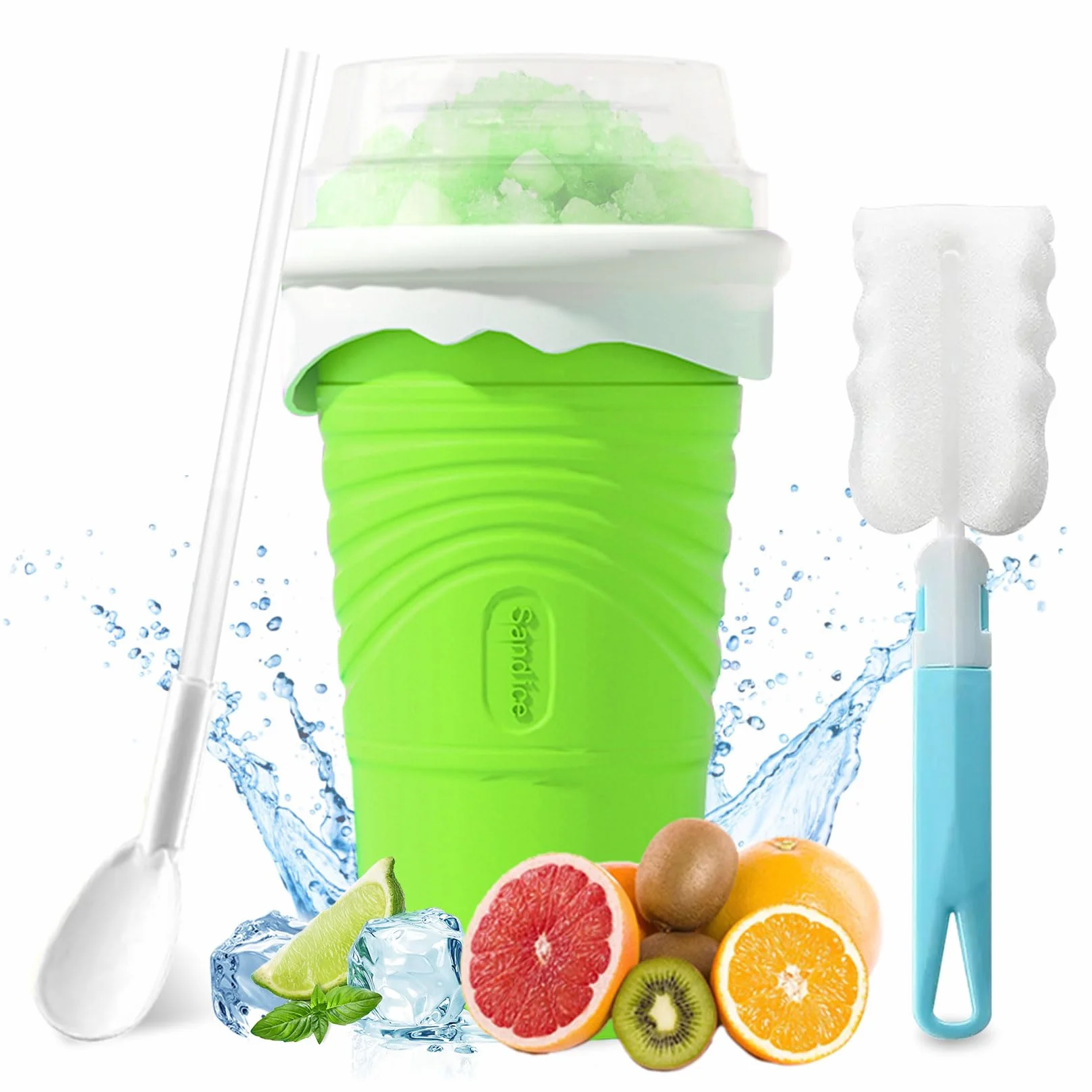 Silikonowy kubek Slushy Maker 500 ml zrób to sam do koktajli mlecznych zielony