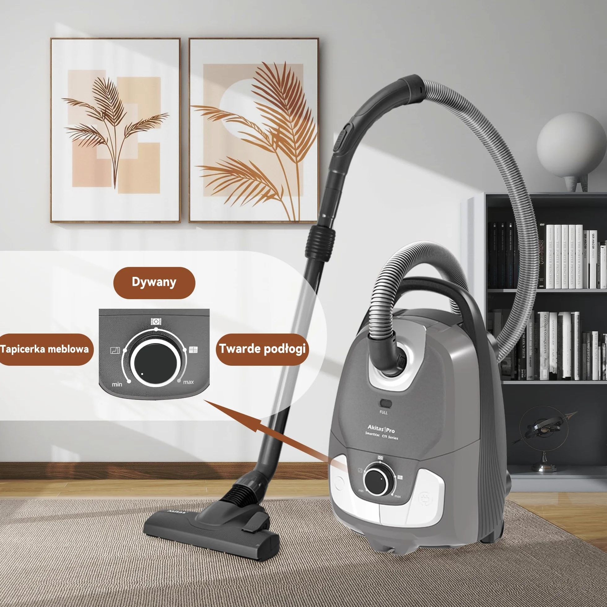 Odkurzacz workowy Akitas C11 Pet 900W z turboszczotką 7m przewód 10m zasięg 70dB