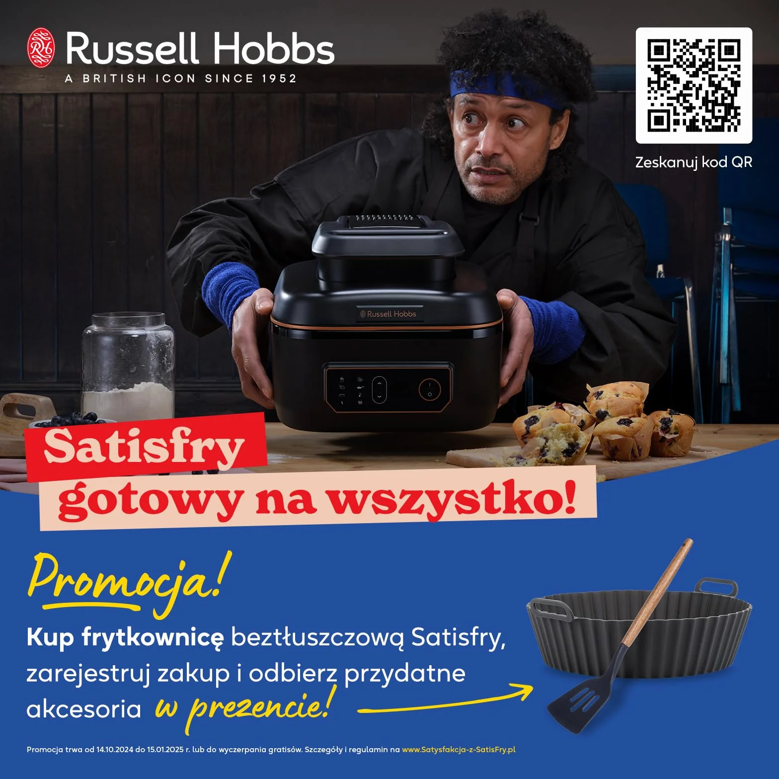 Russell Hobbs Frytkownica beztłuszczowa 5L [10 programów | z okienkiem] Air Fryer (frytkownica bez oleju, grillowanie, pieczenie, max. 200°C, można myć w zmywarce) SatisFry Panoramic Czarny 27420-56