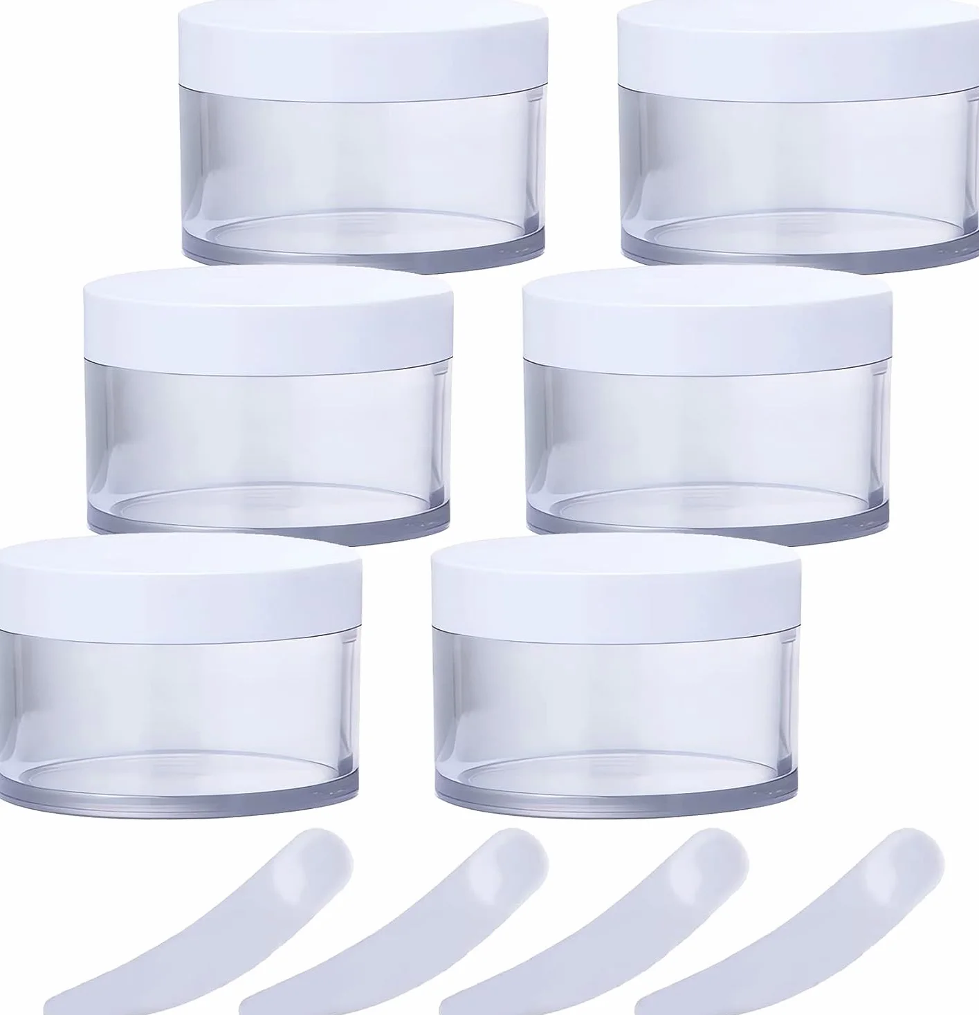 Słoiczki kosmetyczne, Opakowanie 6 plastikowych słoiczków kosmetycznych 200 g z zakrętką, pojemnik na kremową maseczkę do twarzy(100ml)
