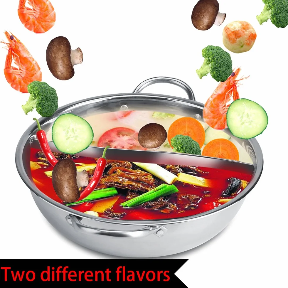 Garnek ze stali nierdzewnej do Shabu-Shabu 30cm, głęboki, dla 4-5 osób, do kuchenki indukcyjnej i gazowej