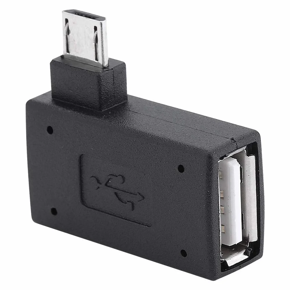 2 szt. 90 stopni USB 2.0 OTG adapter host, żeński na męski adapter micro OTG prawy kąt lewy adapter OTG zasilacz z portem zasilania USB