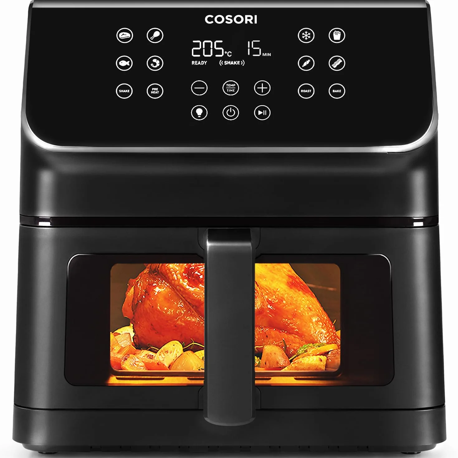 COSORI Frytkownica powietrzna 6,2 l z oknem, frytkownica powietrzna z 12 funkcjami(pieczenie i pieczenie), wyświetlacz One-Touch, regulowany czas i temperaturę 75-205 ℃, 30 przepisów papierowych i 50