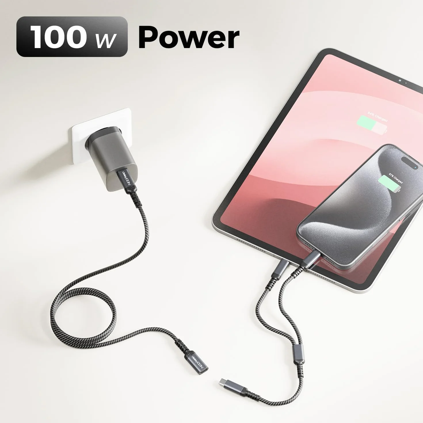 deleyCON 2m 100 W Przedłużacz USB-C - PD 3.0 Kabel ładowania i Danych do iPhone 17 16 Pro Max Air, Galaxy A16 A56 S25 S24, iPad, MacBook, Tablet, Notebook