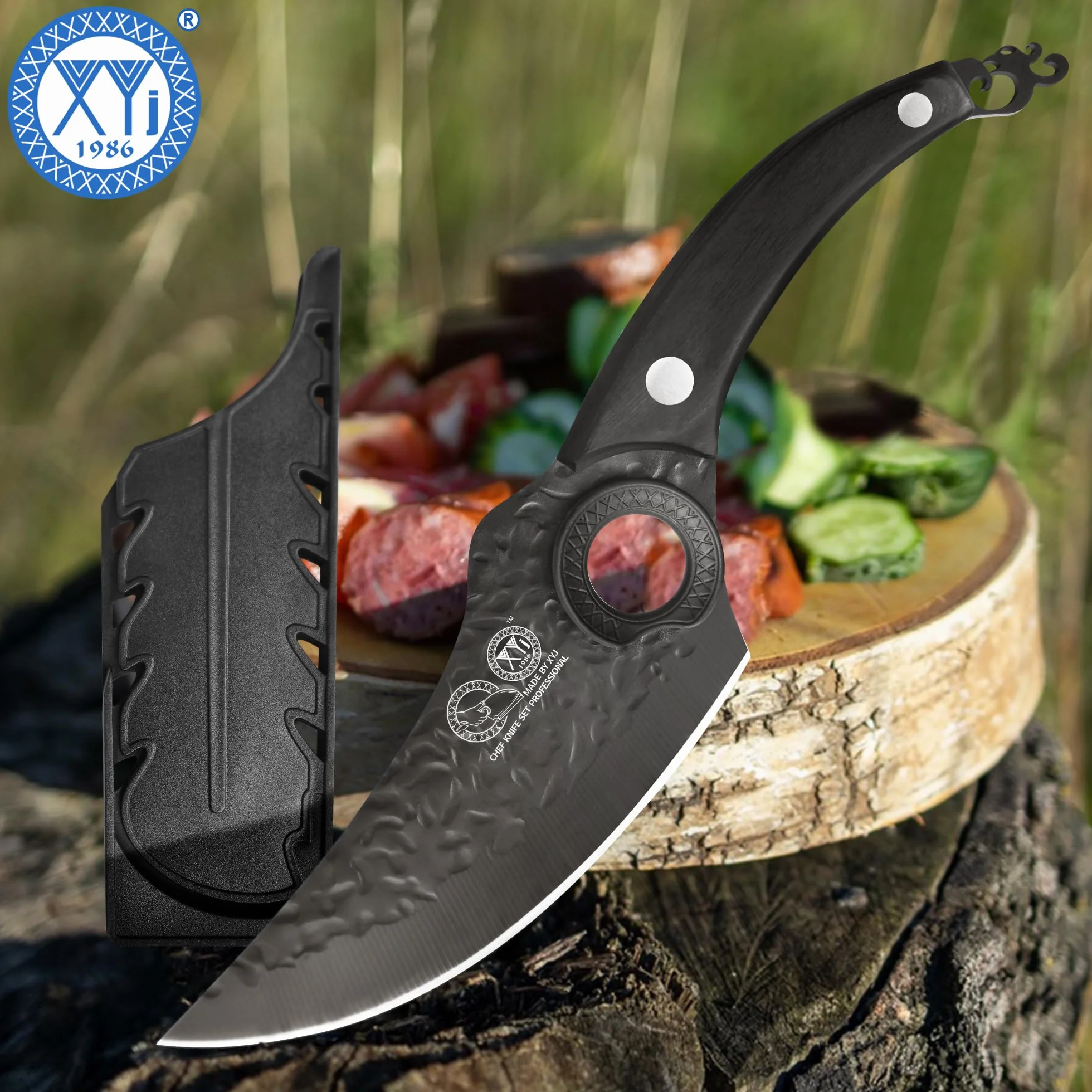 Forged Boning Knife 6 Inch, High Carbon Steel, Full Tang Wood Handle, Chef Knife with Sheath
