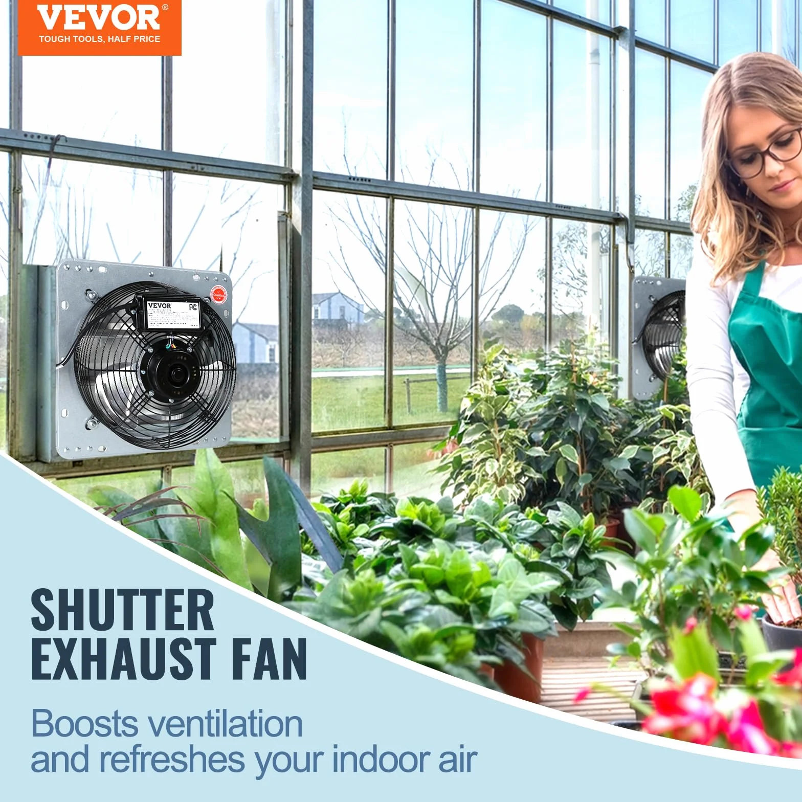 VEVOR Wentylator wyciągowy 254 mm 1400 obr./min 753 CFM ścienny aluminiowy