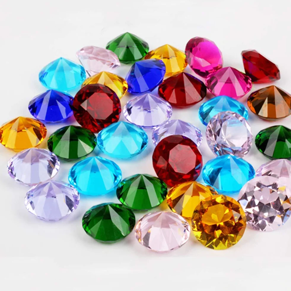 ToBeIT Diamenty akrylowe kolorowe ok. 145 sztuk 20 mm kryształki diamentowe przezroczyste kryształki przezroczyste dekoracja stołu dekoracja weselna (20 mm kolorowe diamenty)