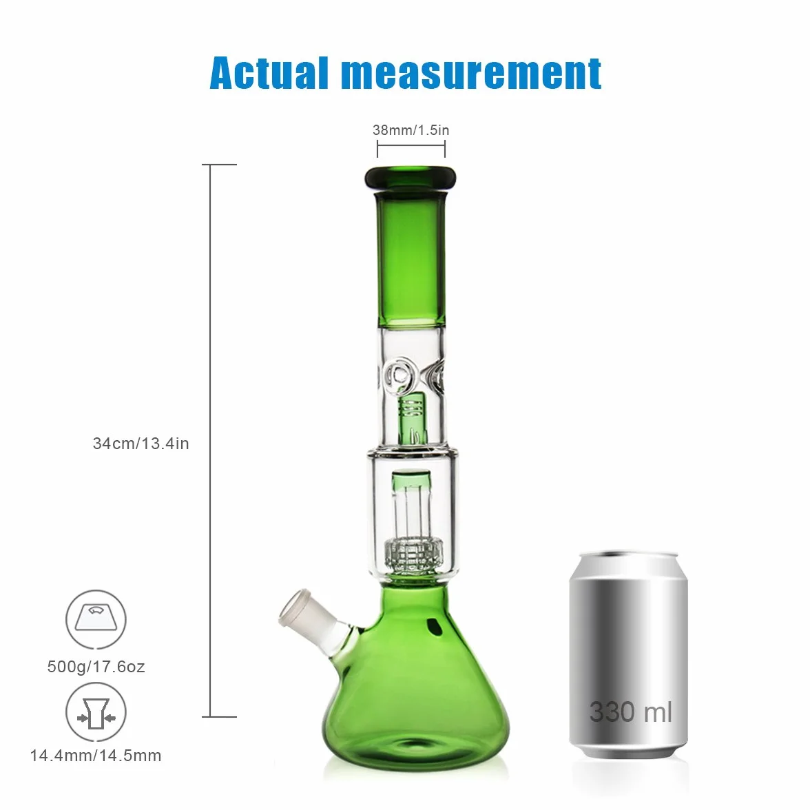 Szklany bong 34 cm perkolator fajka wodna 500 g